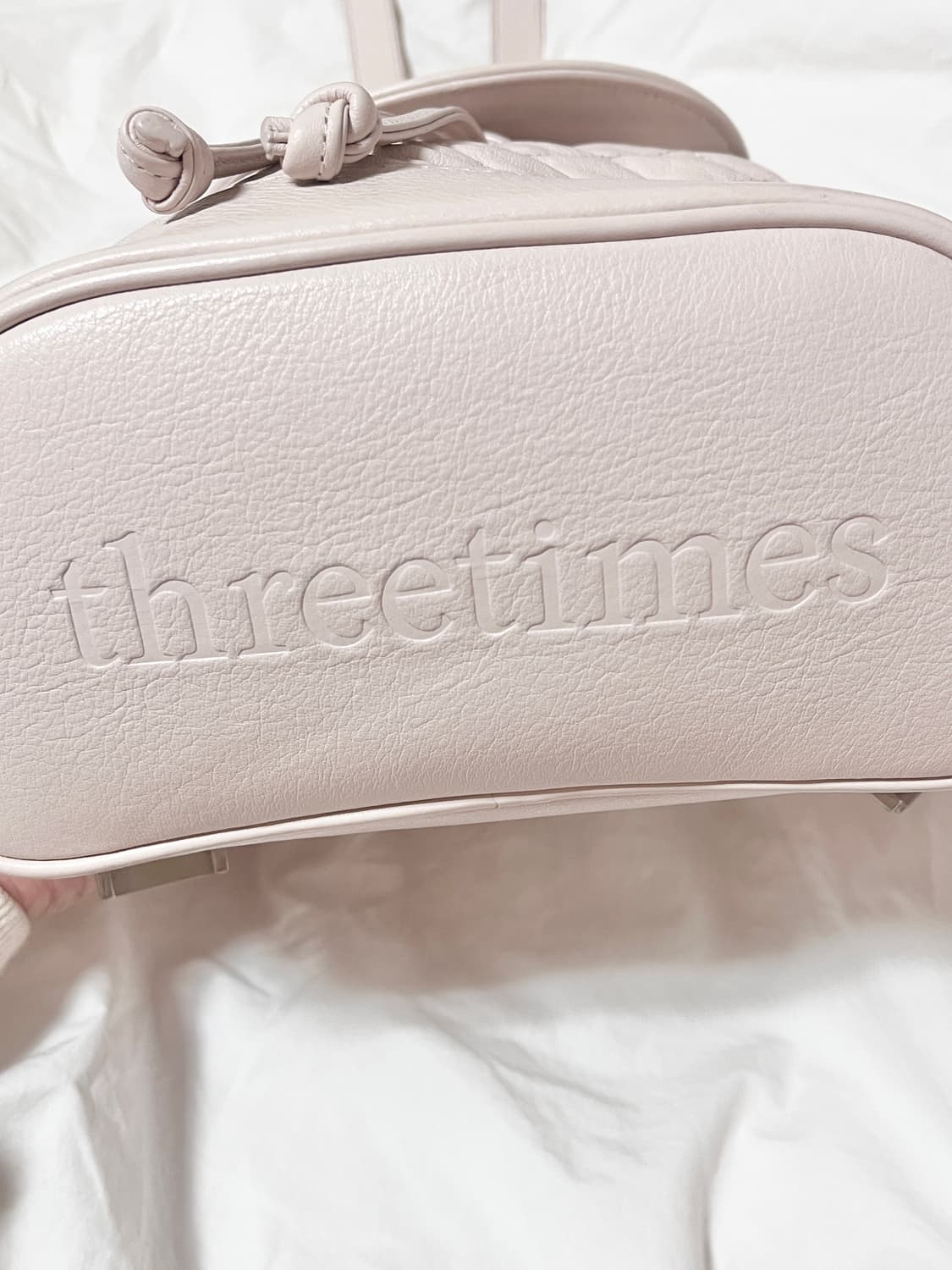 쓰리타임즈 아콘 백팩 핑크 아콘백 미니 퀼티드 퀼팅 threetimes 상품이미지3