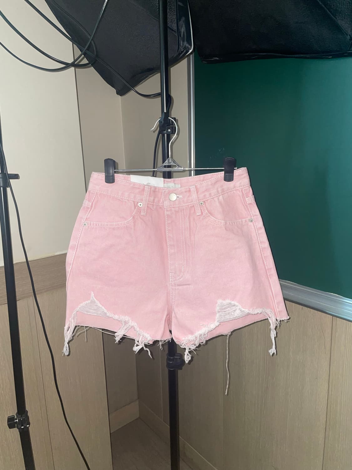 딸기우유 핑크 디스트로이드 반바지 팬츠 상품이미지1