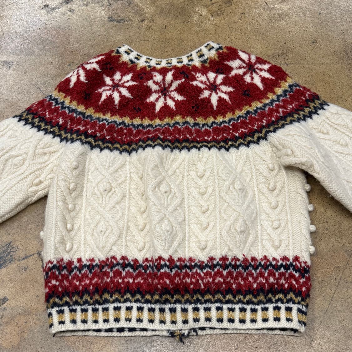 빈티지 모리 화이트 레드 꽈배기 니트 가디건 상품이미지4