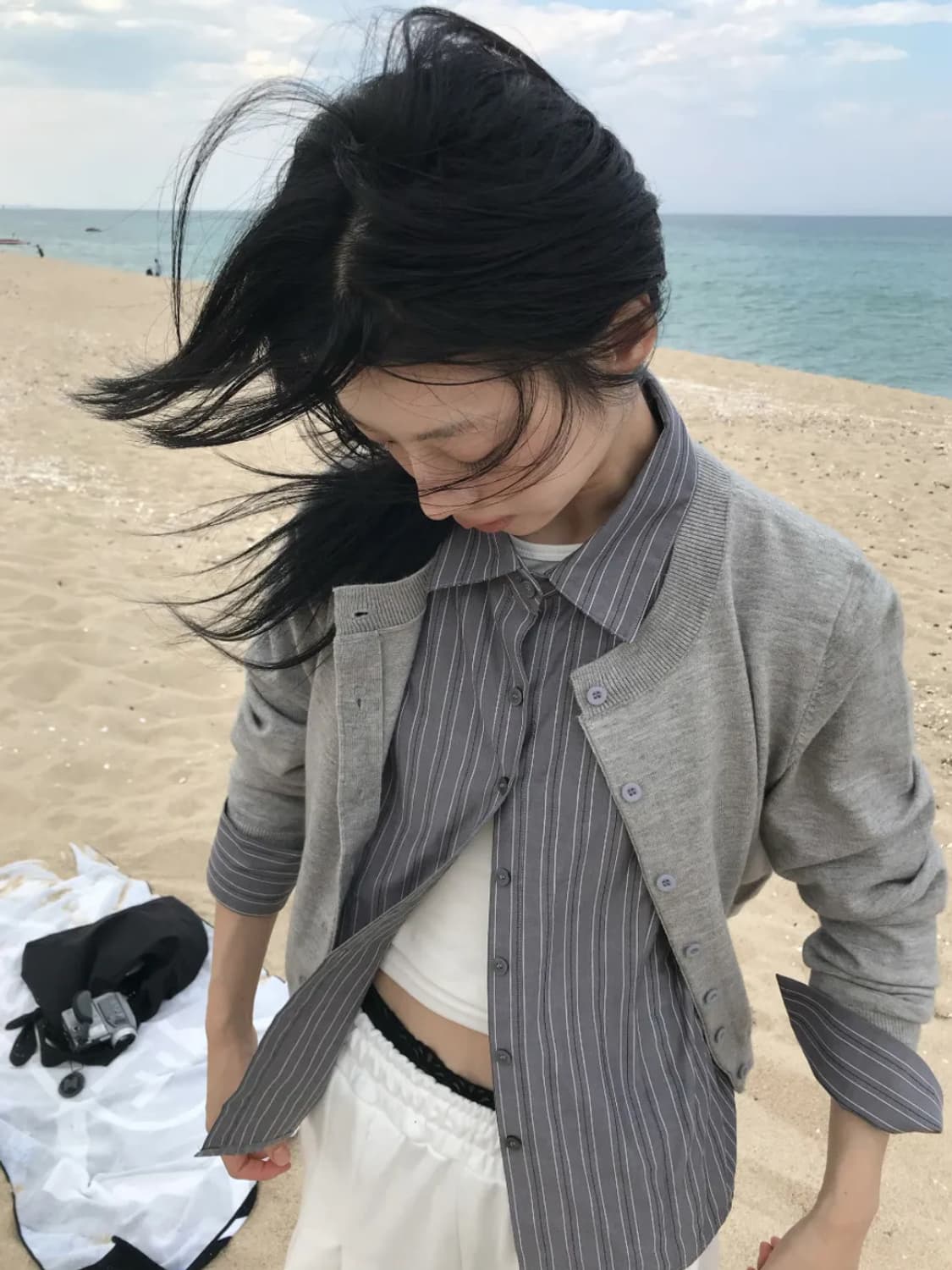 우화 셔츠 MIA STRIPE CROP SHIRT 상품이미지2