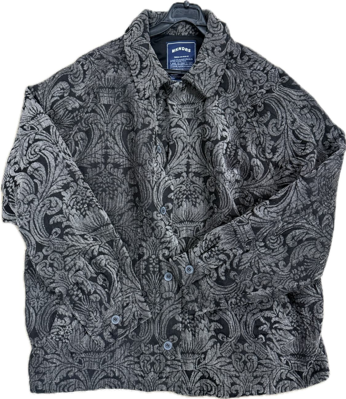 위캔더스 패턴 셔츠 자켓 블랙 그레이 L 상품이미지1