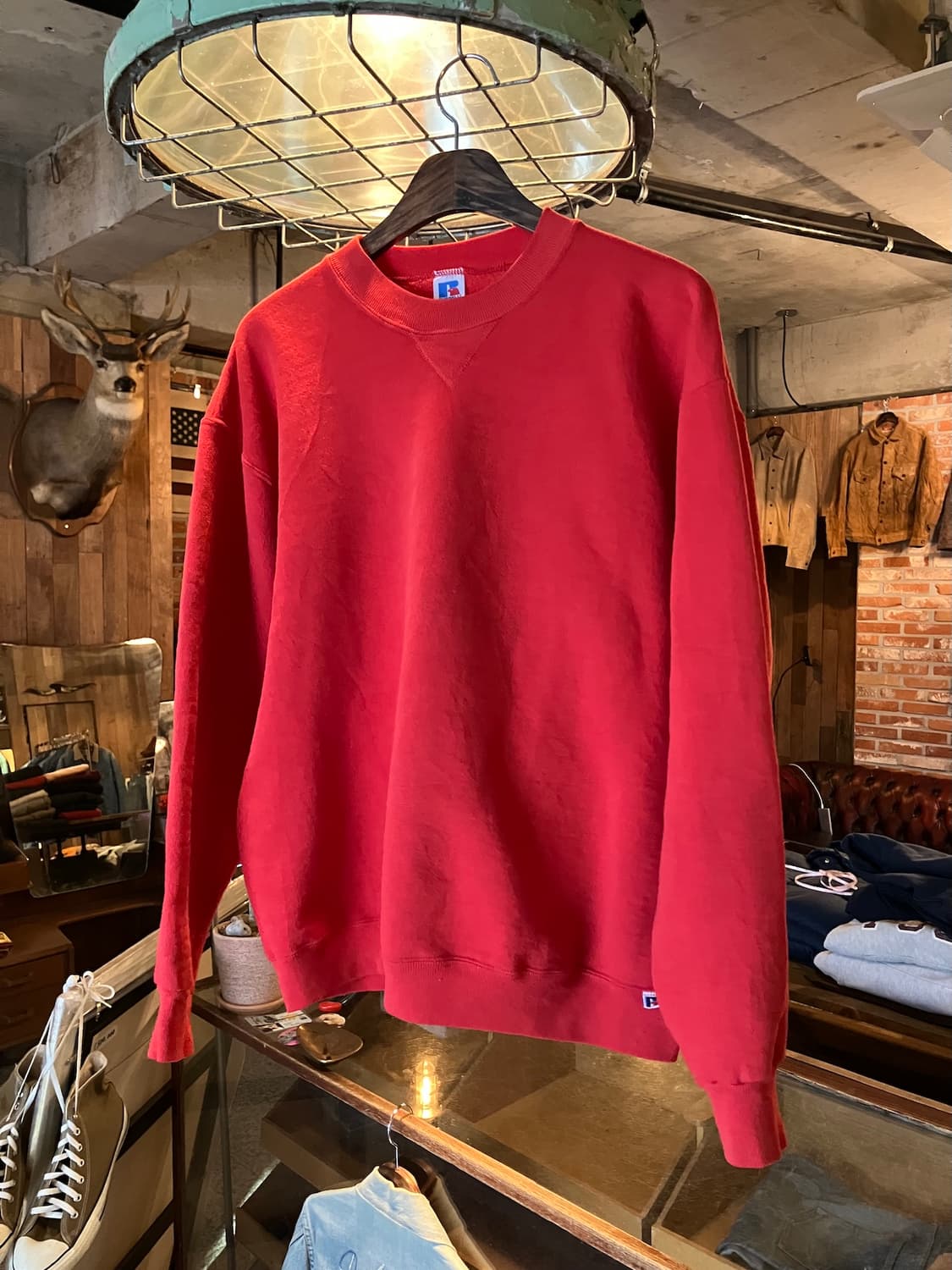 80s USA 빈티지 러셀 플레인 스웻 셔츠 맨투 상품이미지2