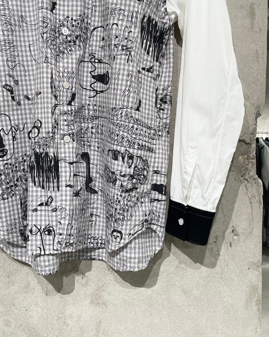 꼼데가르송 셔츠 16S/S 화이트 체크 아트 두들 셔츠 상품이미지5