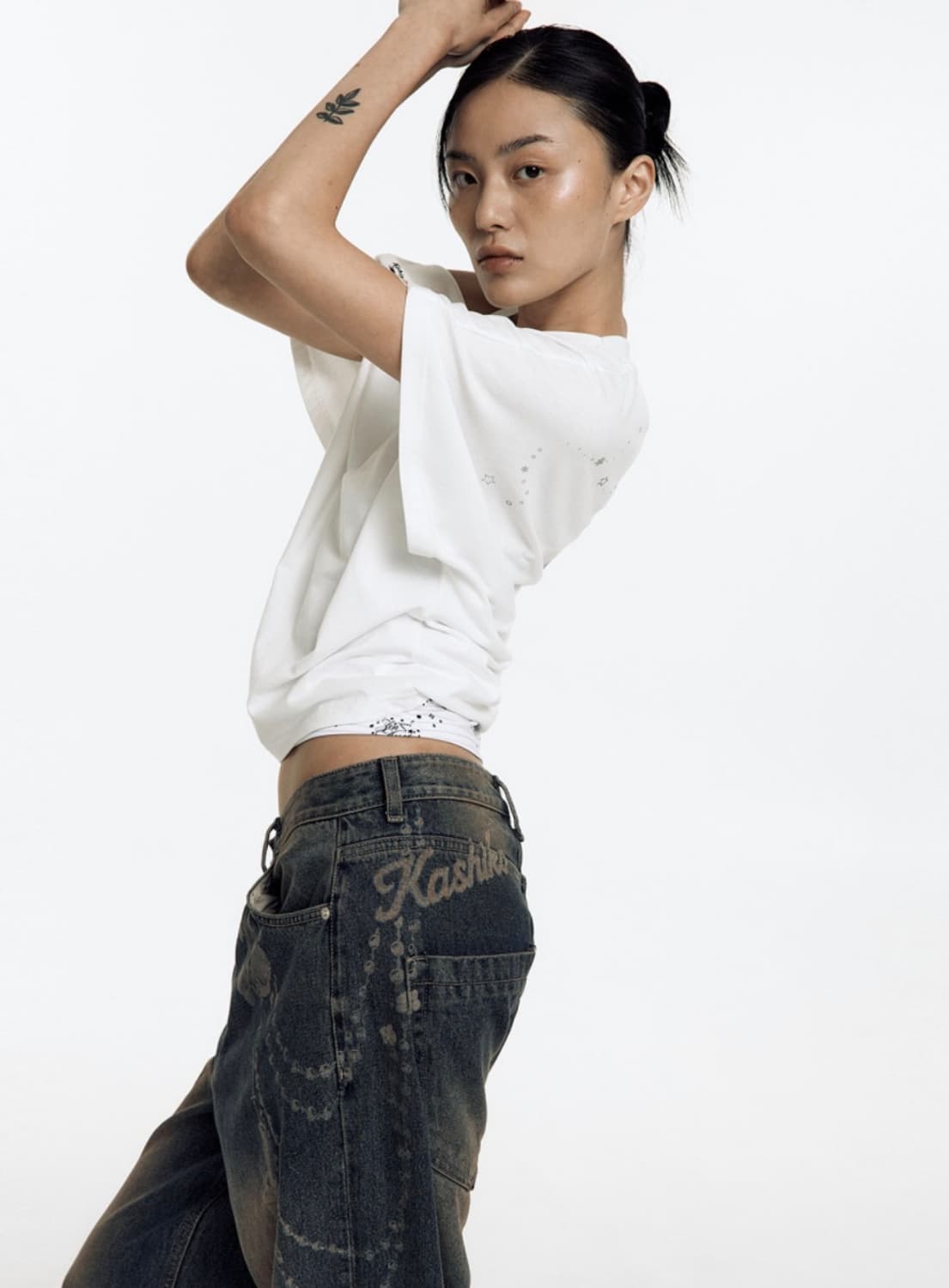 카시코 체인 와이드 데님 팬츠 상품이미지2