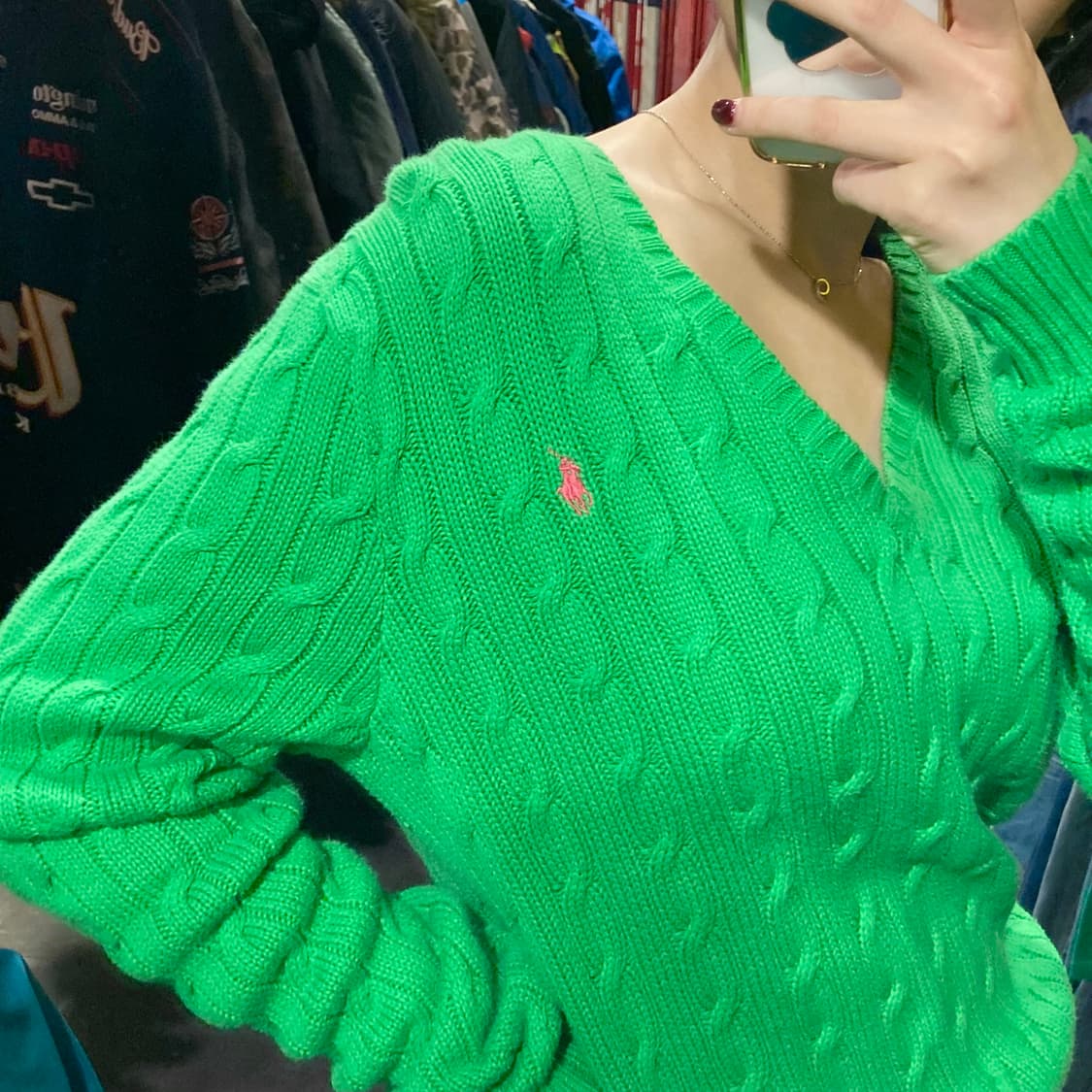 [IM] 폴로 랄프로렌 그린 브이넥 케이블 니트 상품이미지4