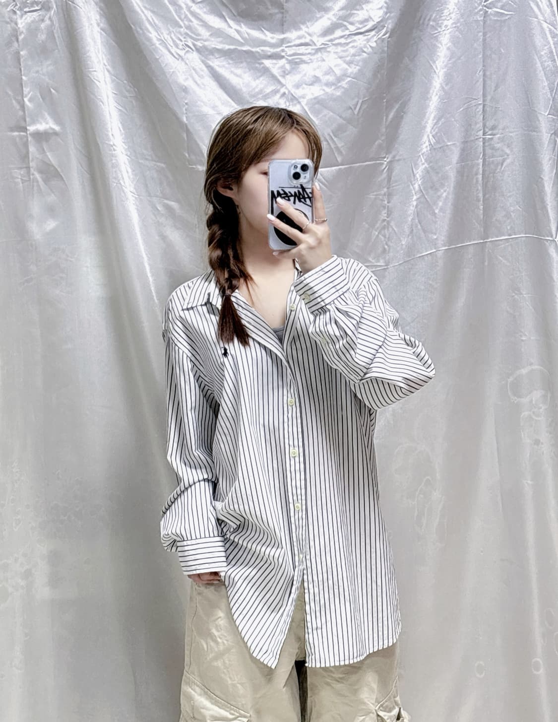 폴로 랄프로렌 블랙 화이트 오버핏 셔츠  상품이미지1