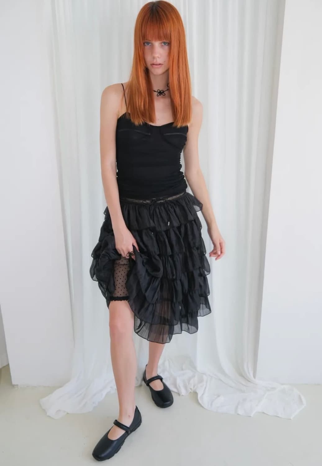 루즈슬립오버 Noir Tiered Skirt Black  상품이미지1