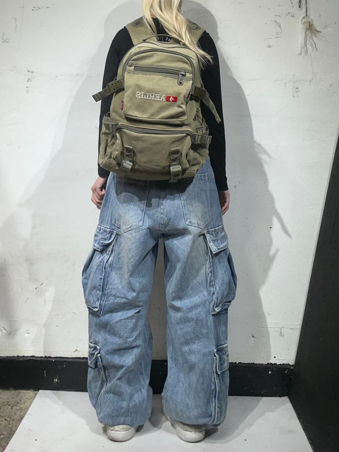 일본 빈티지 90s AERLIS 밀리터리 카키 백팩 가방  상품이미지3