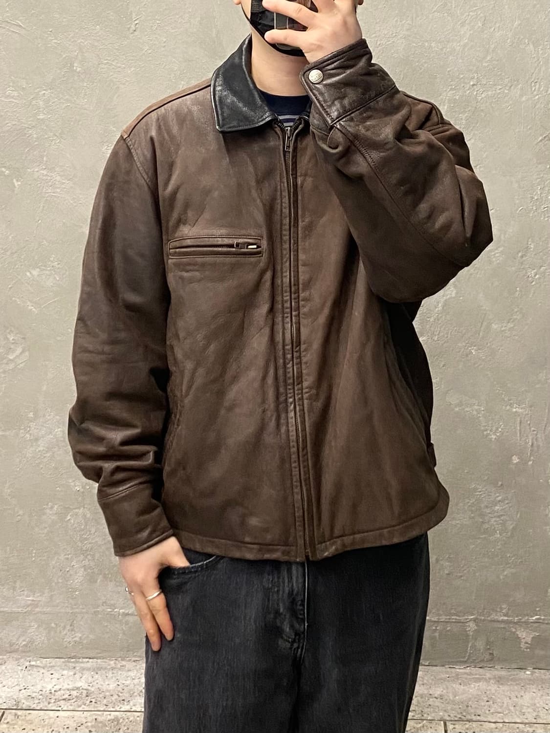 [L] 90s AVIREX 아비렉스 리얼레더 스포츠 자켓 상품이미지10