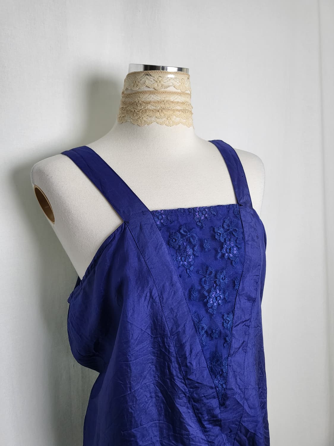 빈티지 사파이어 블루 퍼플 플로럴 슬리브리스 상품이미지1