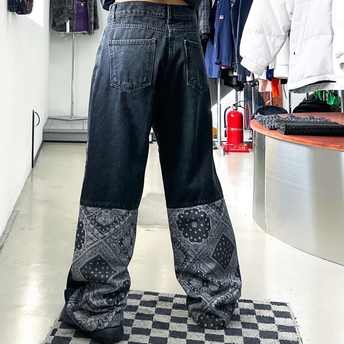 뮤즈 반다나 패치 워크 흑청 데님 팬츠 상품이미지2