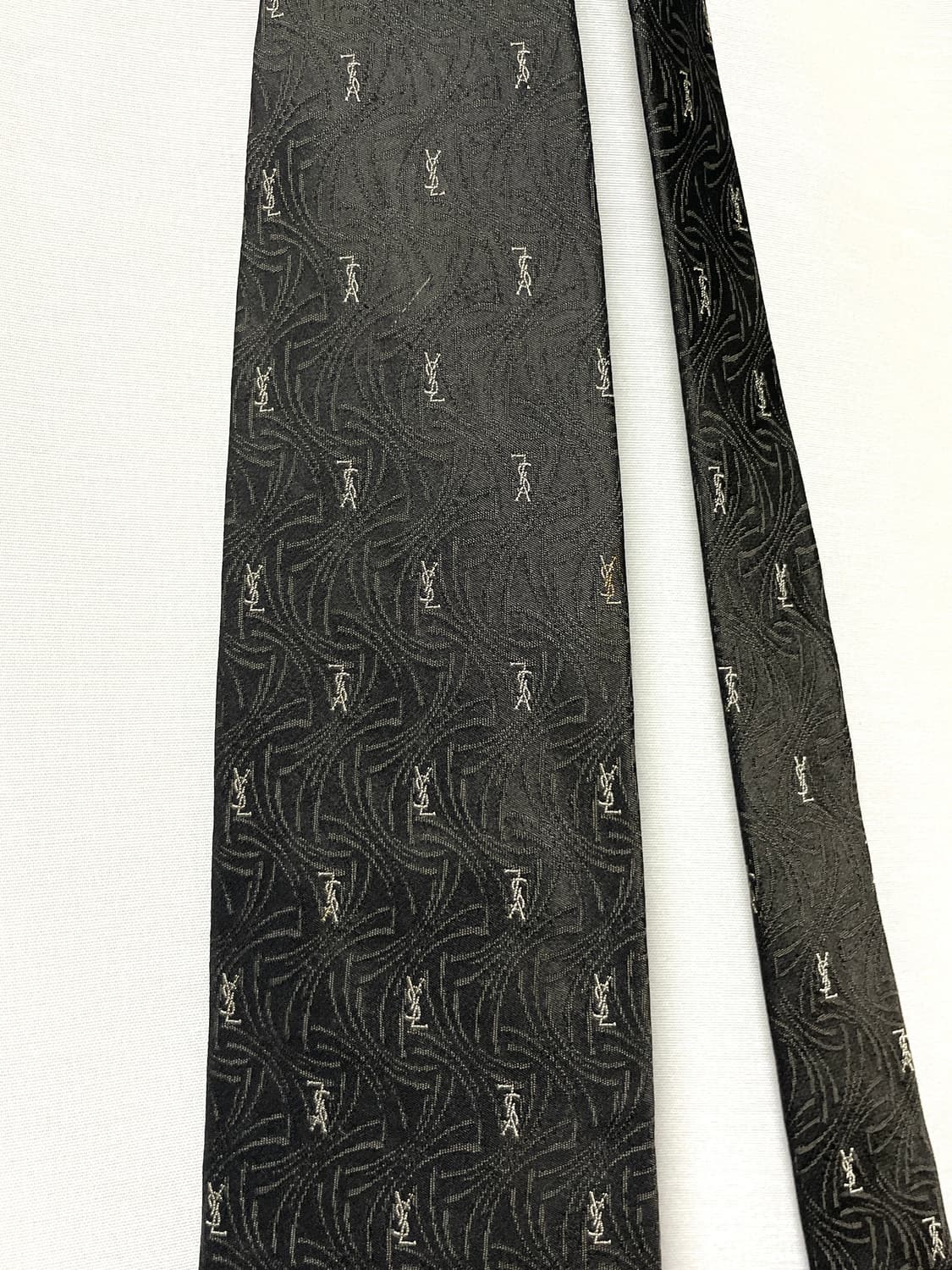 YSL 입생로랑 정품 명품 시그니처 모노그램 실크 넥타이 _ 딥브라운 상품이미지3