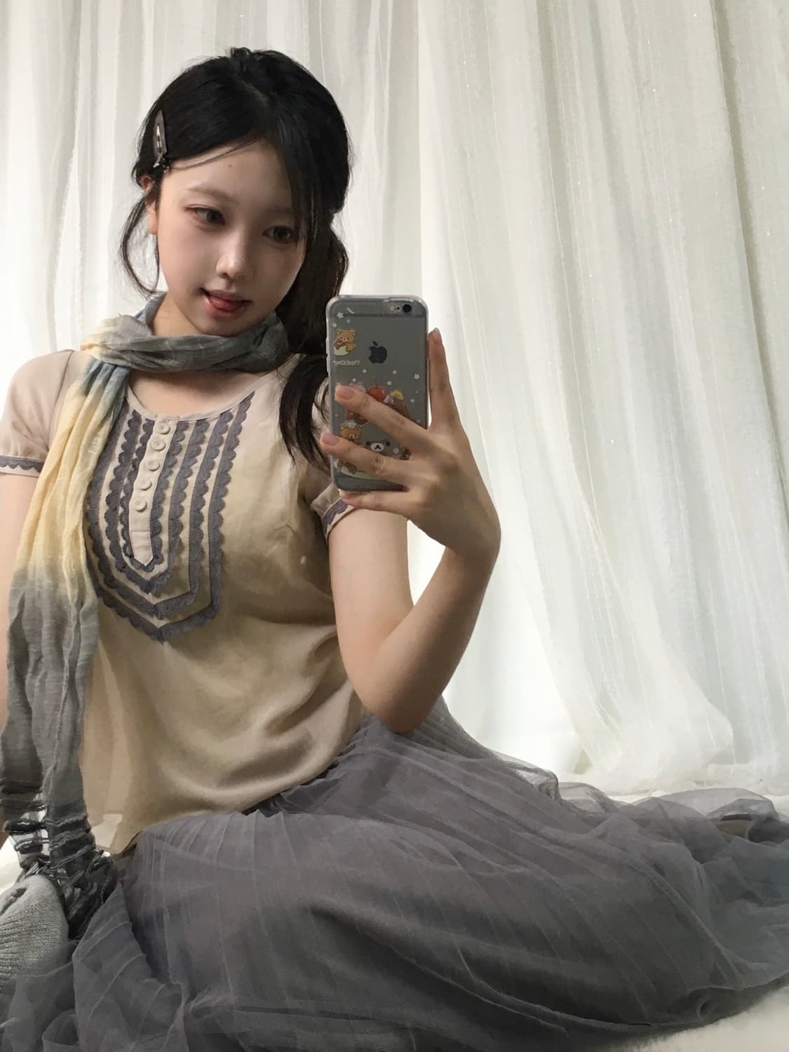 빈티지 그레이 엘로우 모리 코디세트 상품이미지2