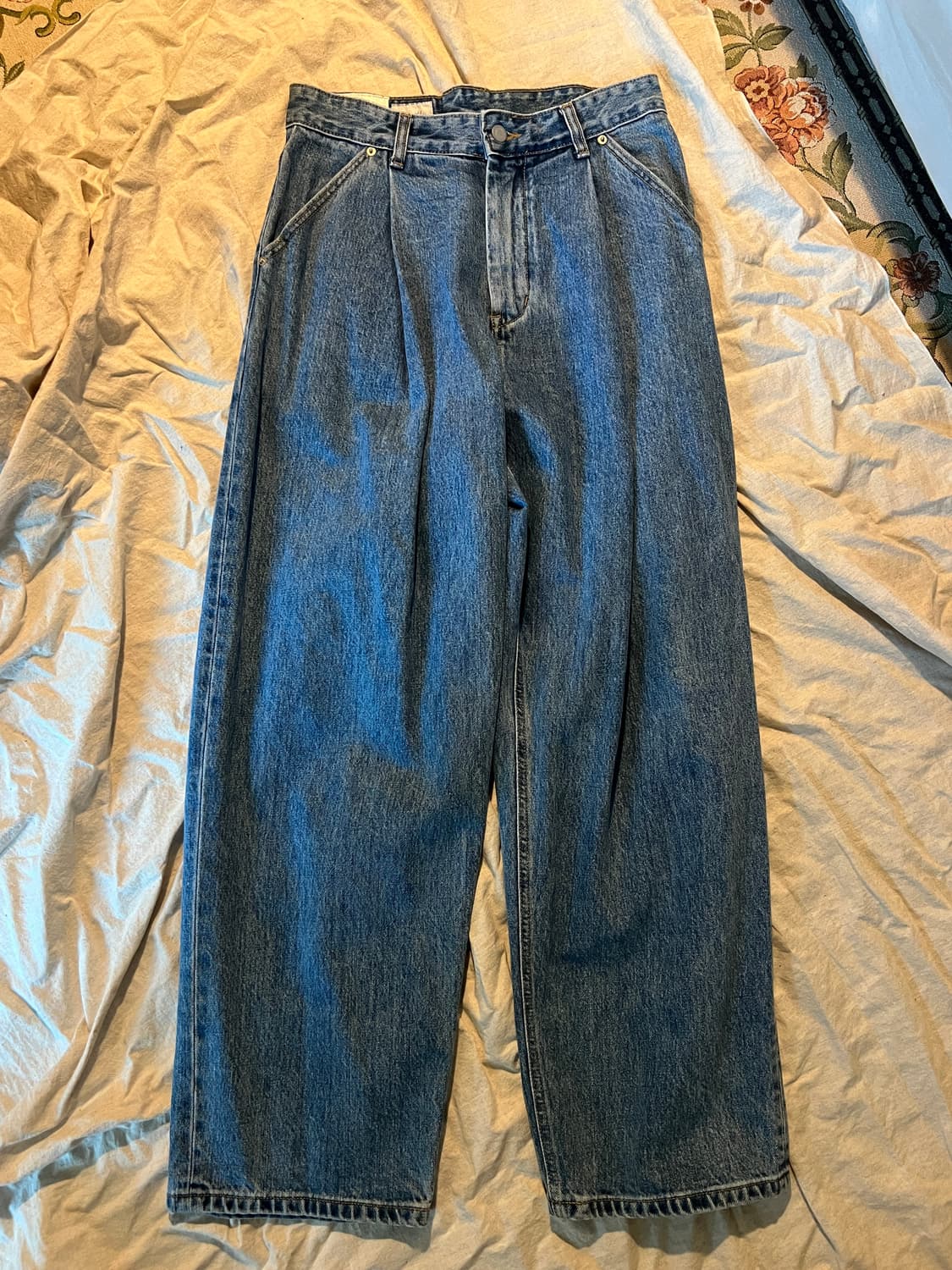 유스랩 스트럭쳐 와이드 데님 중청 S size 상품이미지1