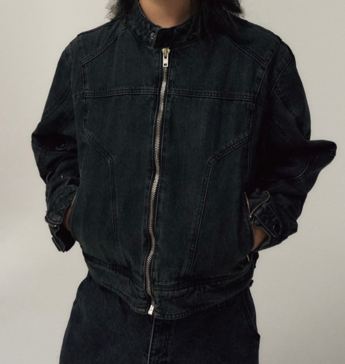 디안티플랫폼 오버핏 크롭 라이더 데님 자켓 상품이미지1