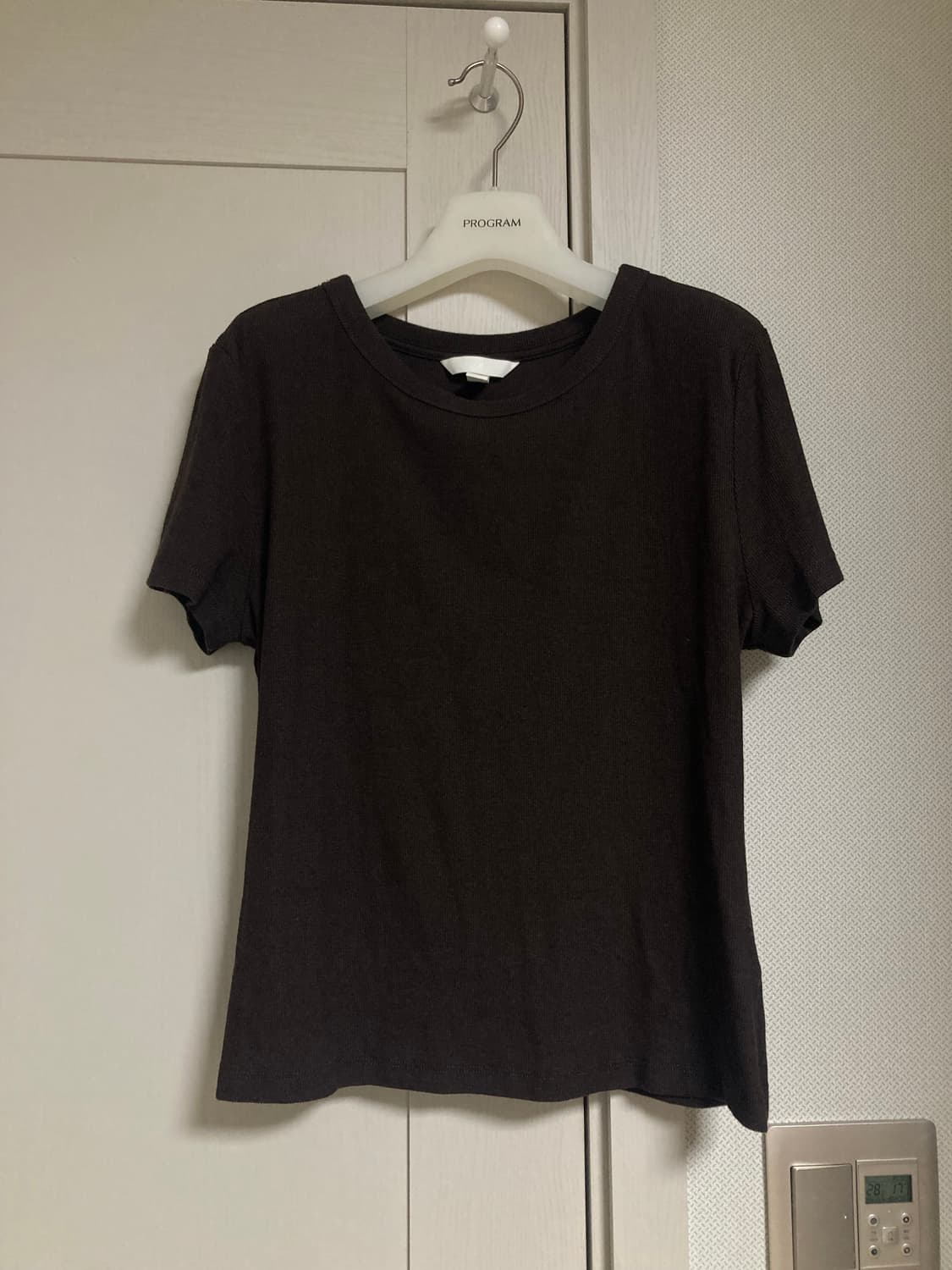 H&M 리브드 모달 블렌드 반팔 티셔츠 브라운 XL 상품이미지1