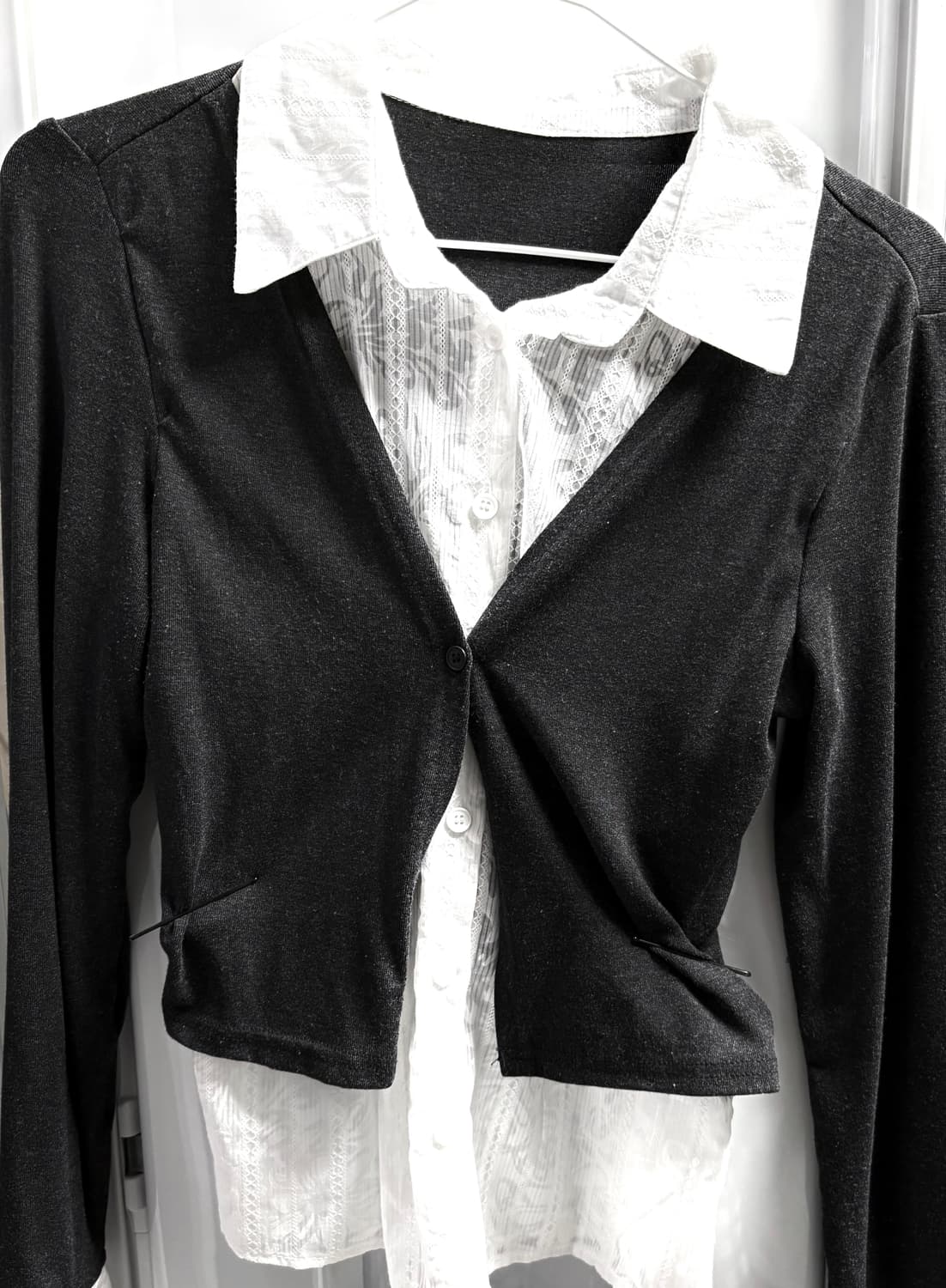 무채색 셔츠+가디건 상품이미지1