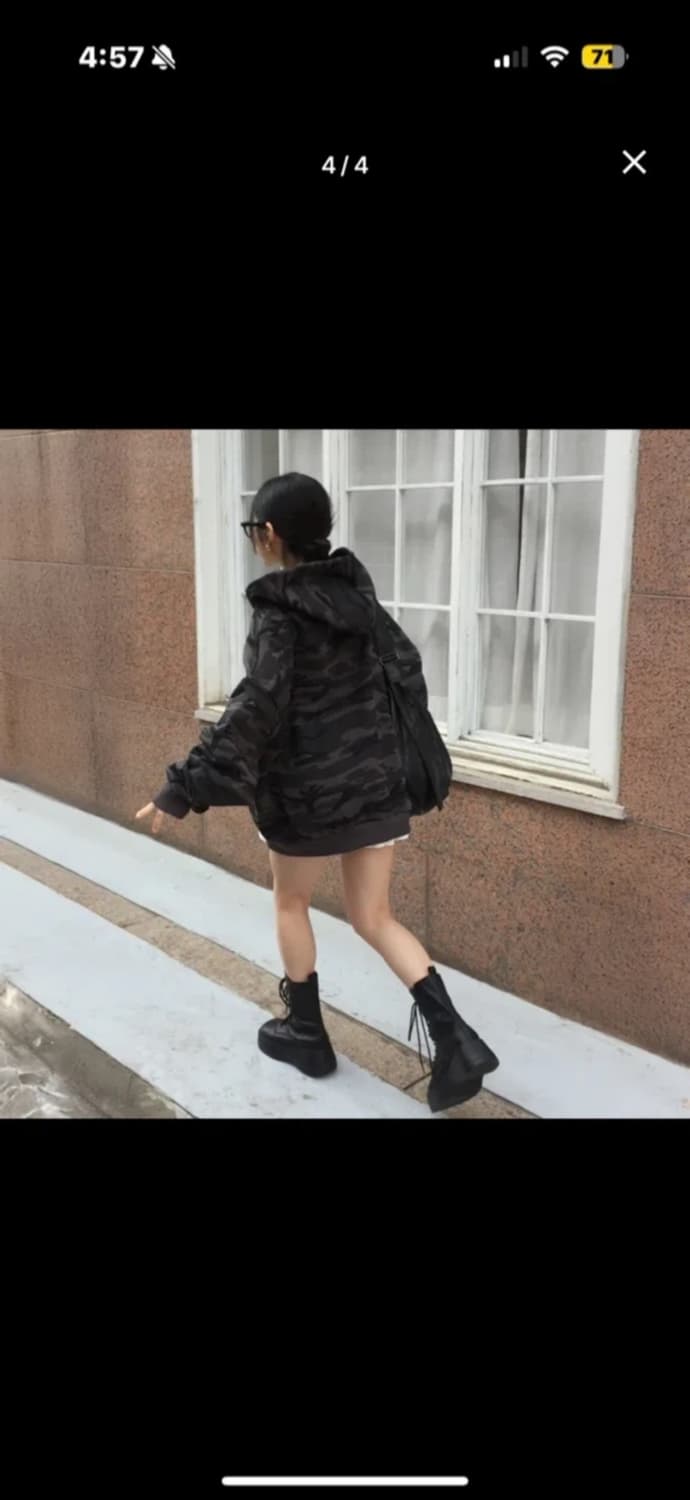 새상품) 모디무드 오버핏 카모후드집업 상품이미지2