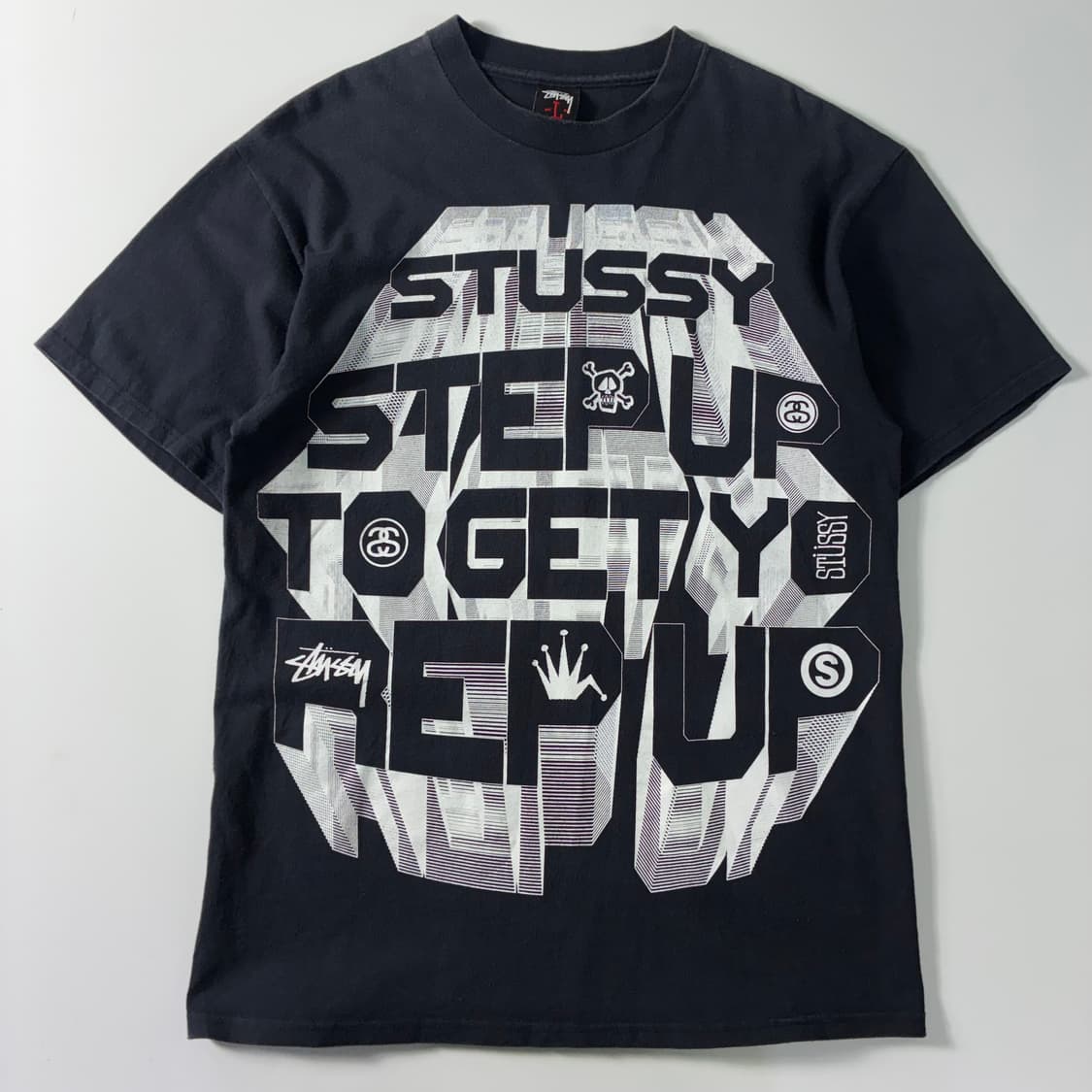 Stussy  스투시 00,s Y2K 3D 그래픽 블랙 반팔 티셔츠 상품이미지2
