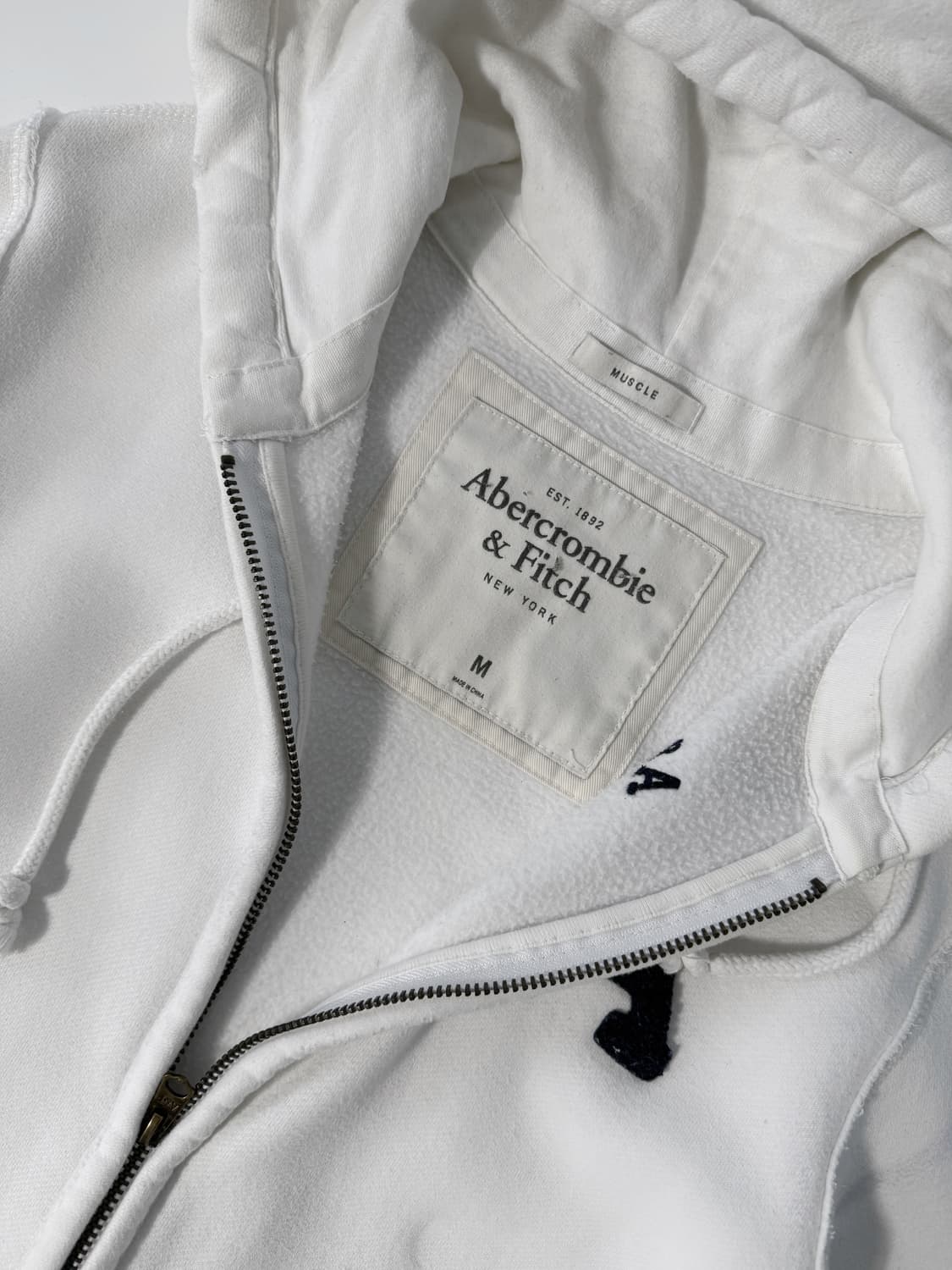아베크롬비 00‘s 화이트 해비웨이트 스웻 후드집업  상품이미지3