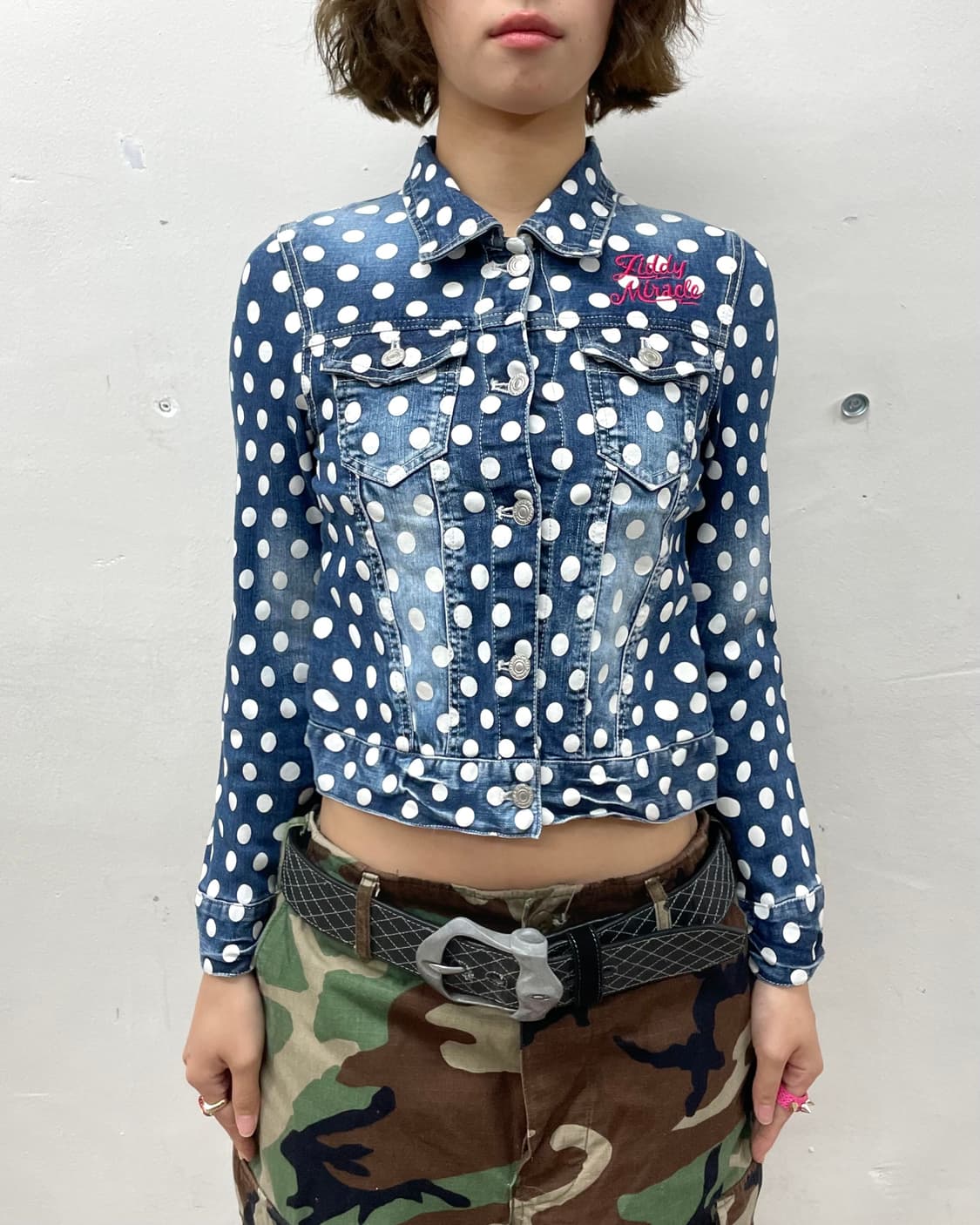 white dot denim washing jacket 상품이미지3