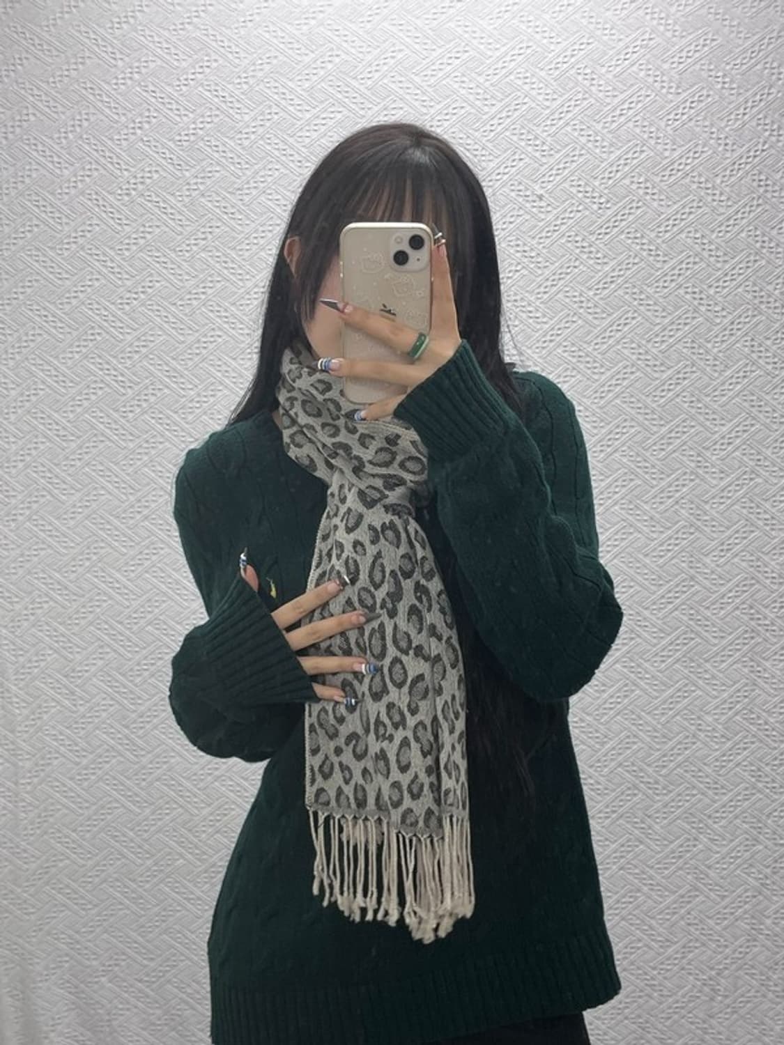 빈티지 갸루모리 호피 레오파드 스카프 머플러 C07913 상품이미지1