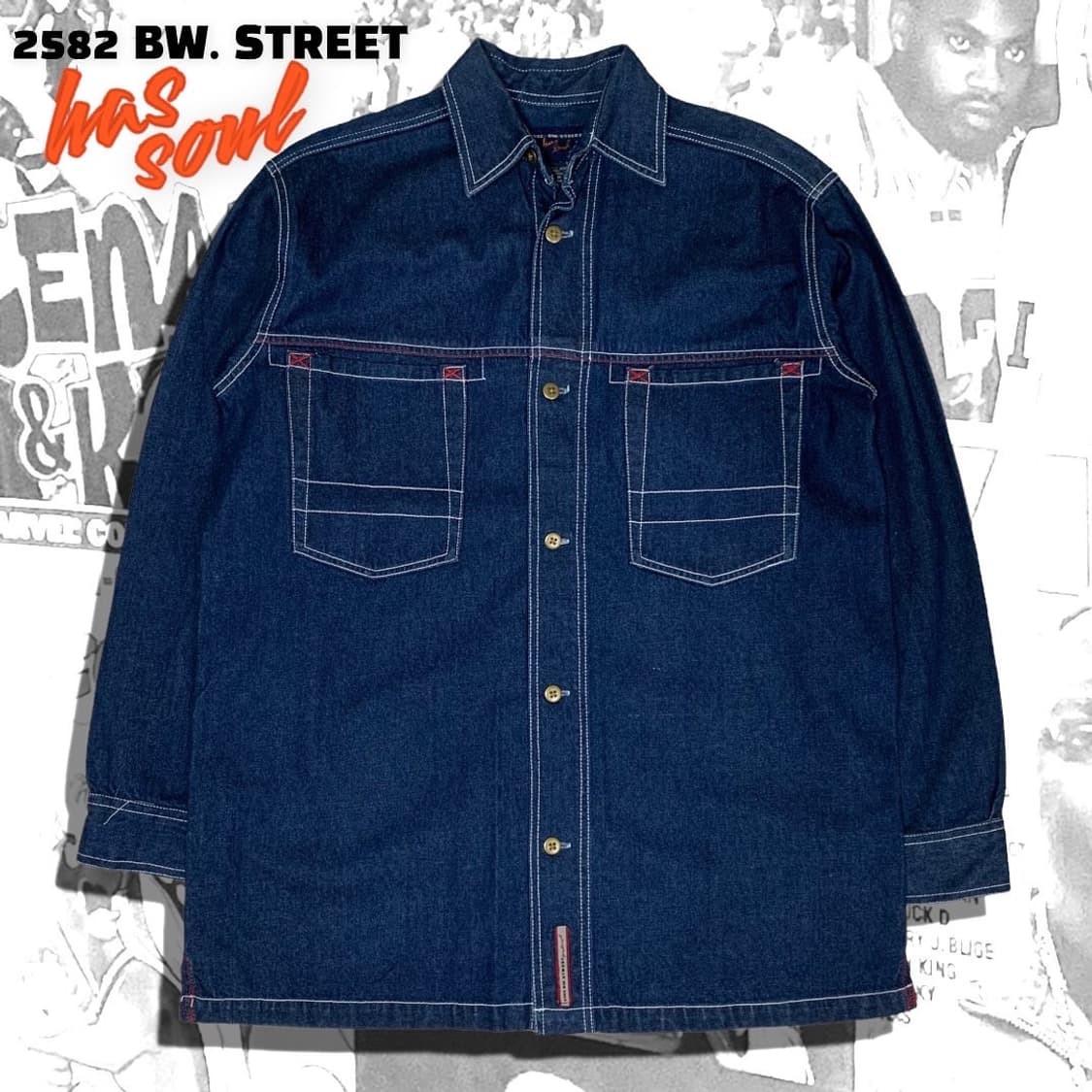 Has soul 올드스쿨 힙합 데님셔츠 상품이미지1