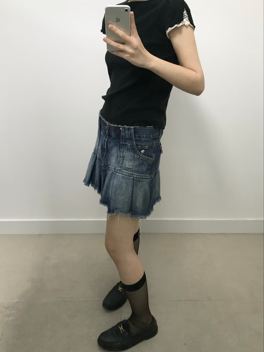 아베크롬비 순록 플리츠 데님 스커트 상품이미지2