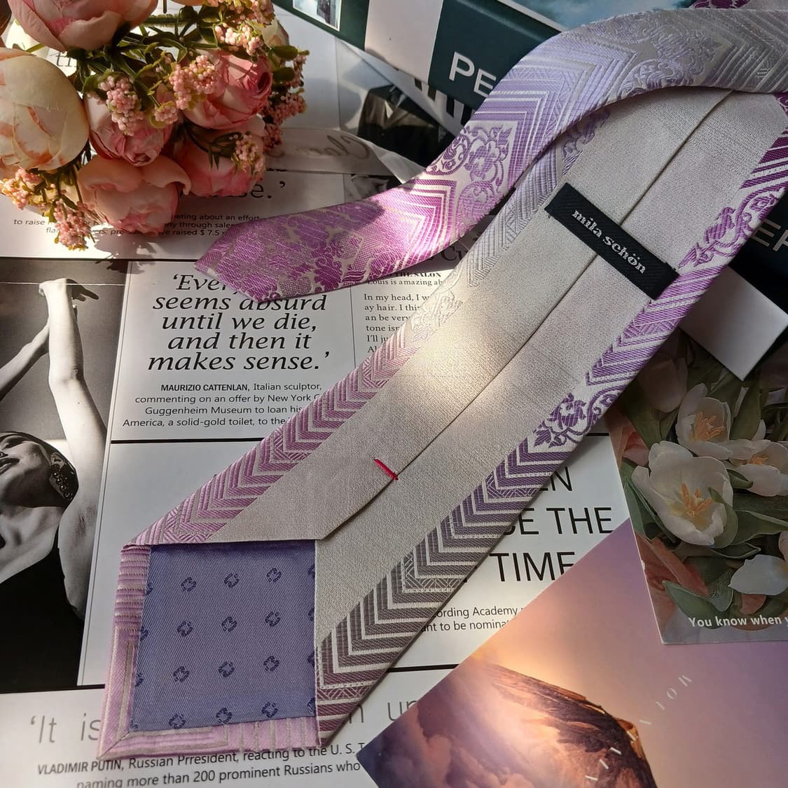 밀라숀 실크 핑크 패턴 넥타이 9cm A+등급 E808
 상품이미지5