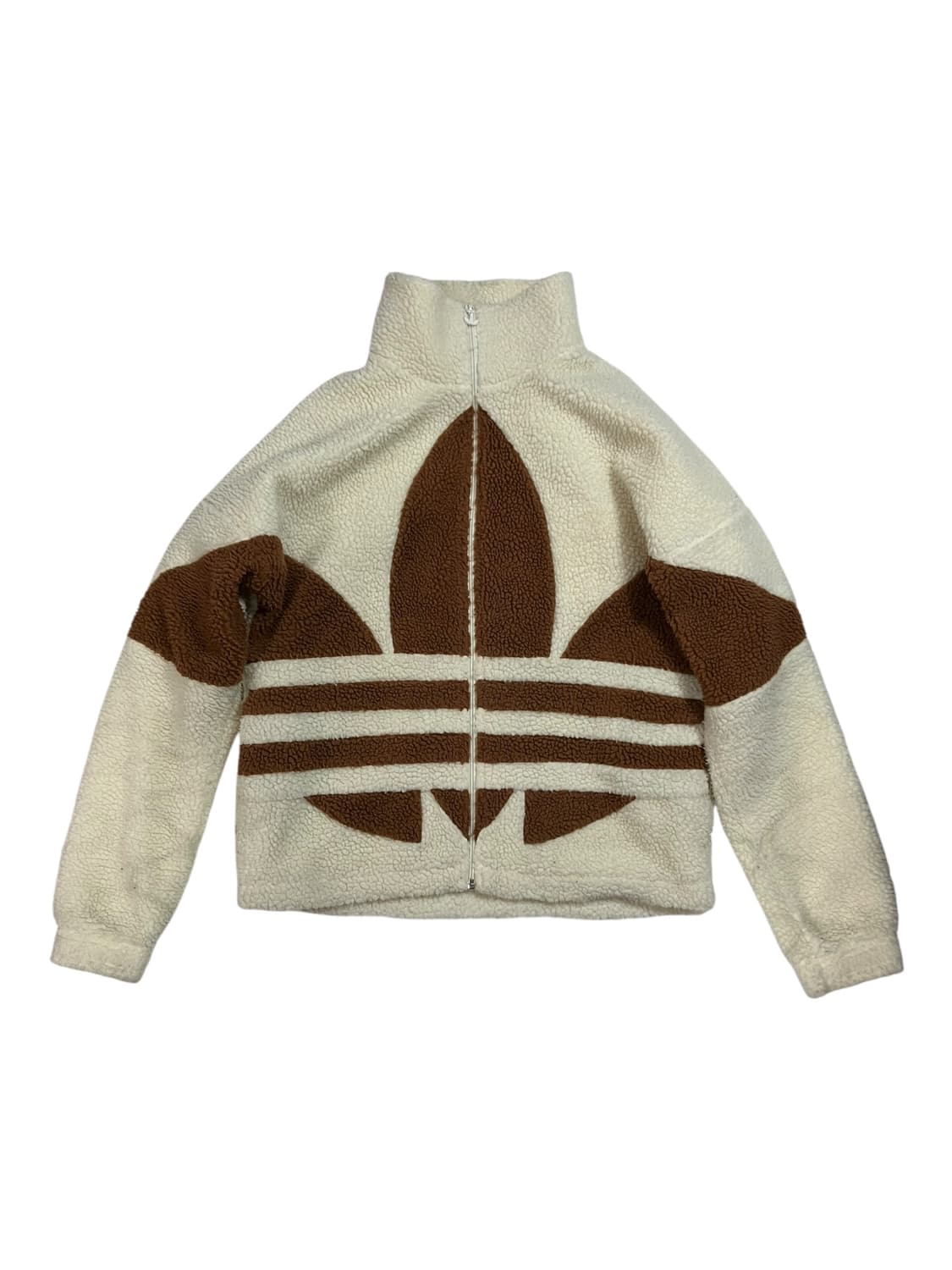 아디다스 후리스 집업 아이보리 브라운 S 상품이미지3