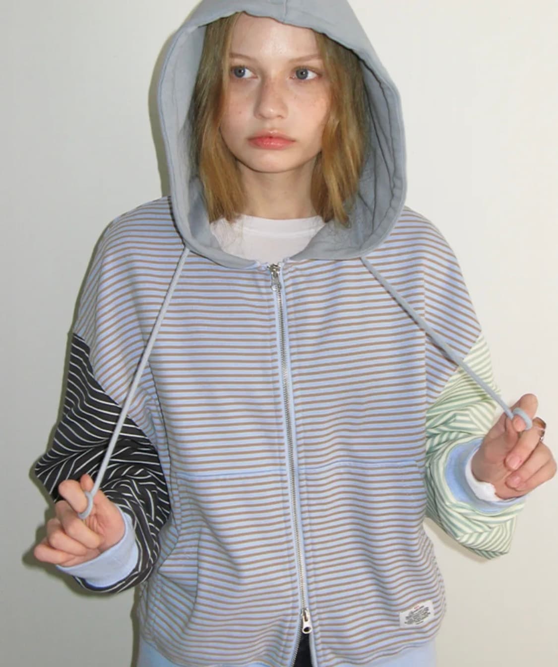 3 MULTI STRIPE HOODIE ZIP UP BLUE 상품이미지2