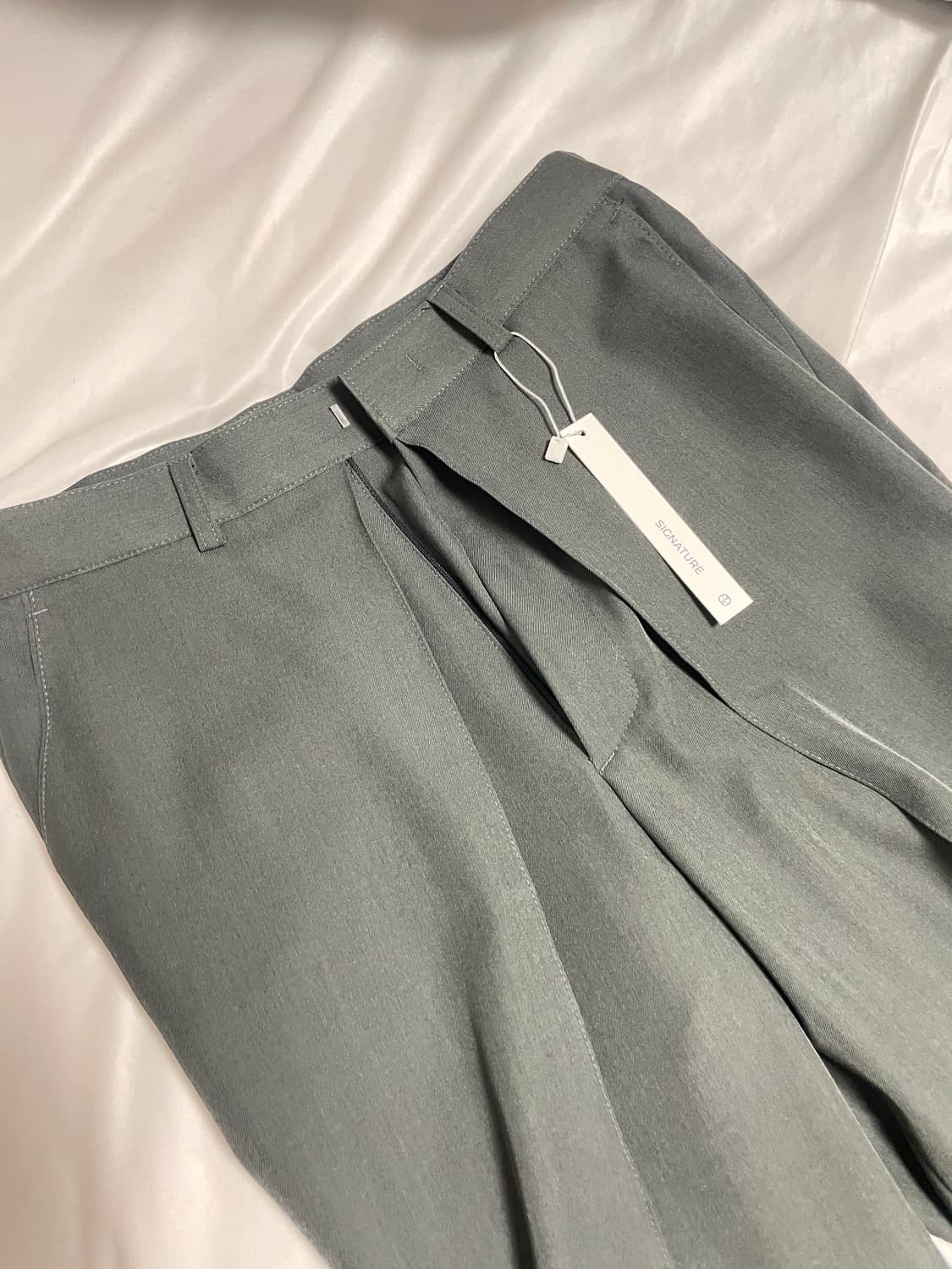 시그니처 원턱 와이드 슬랙스 그레이M 상품이미지3