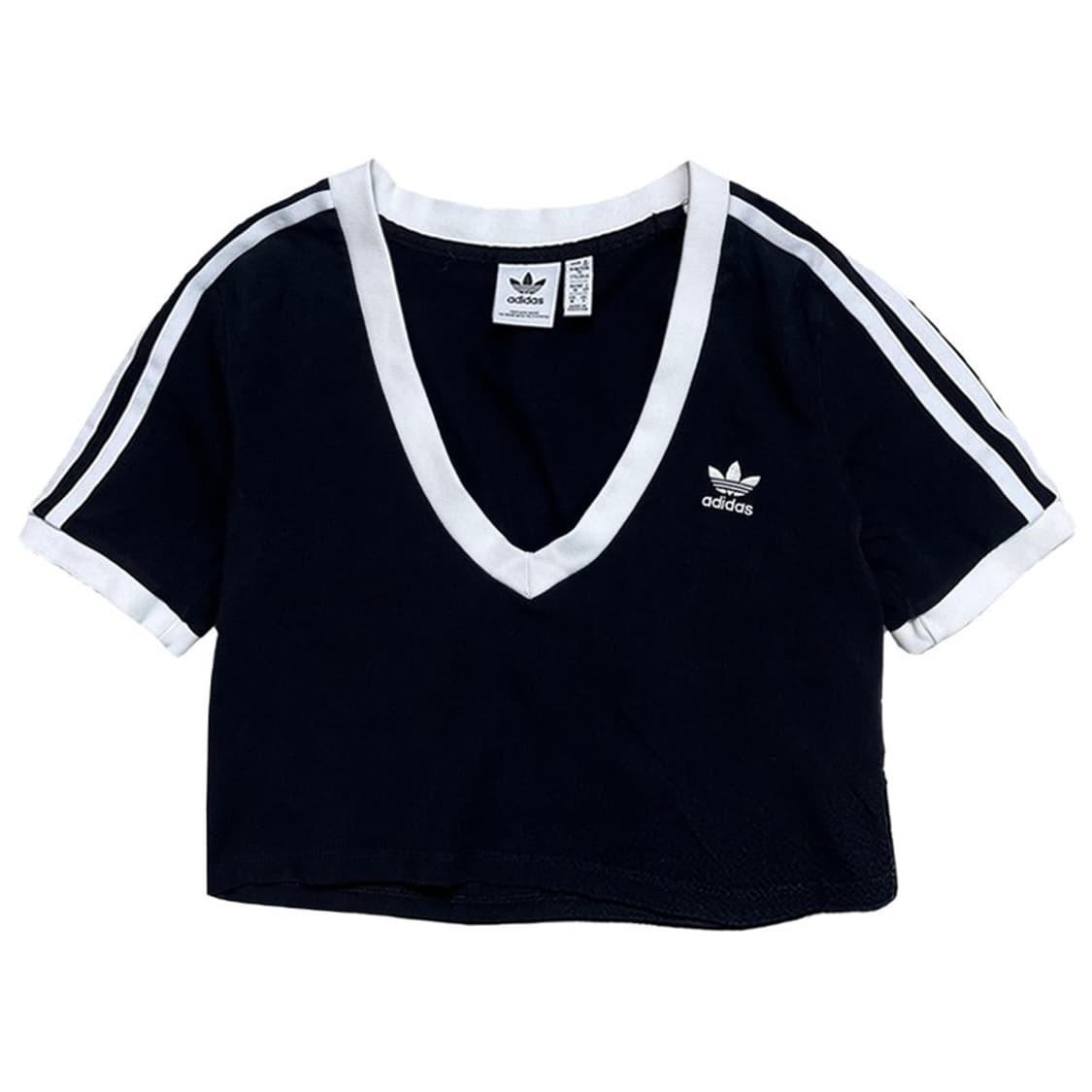 ADIDAS 브이넥 링거 크롭티 블랙 M 상품이미지1