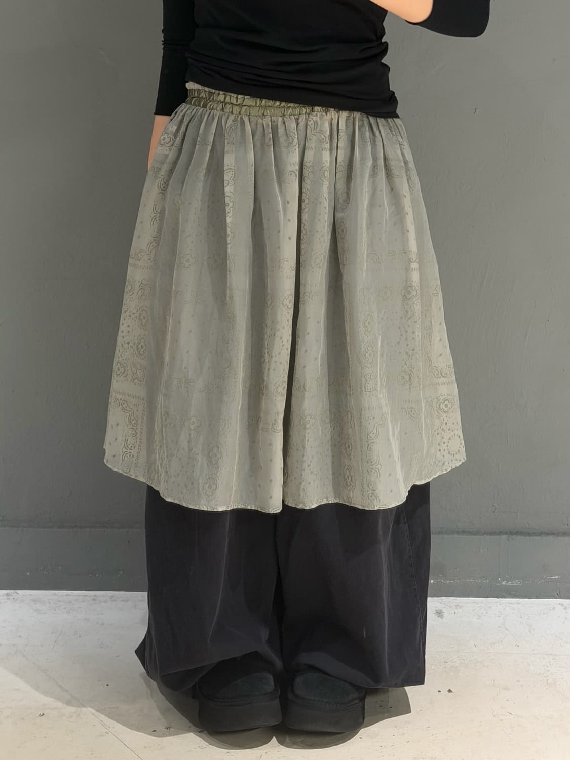 paisley pattern layered skirt  상품이미지1