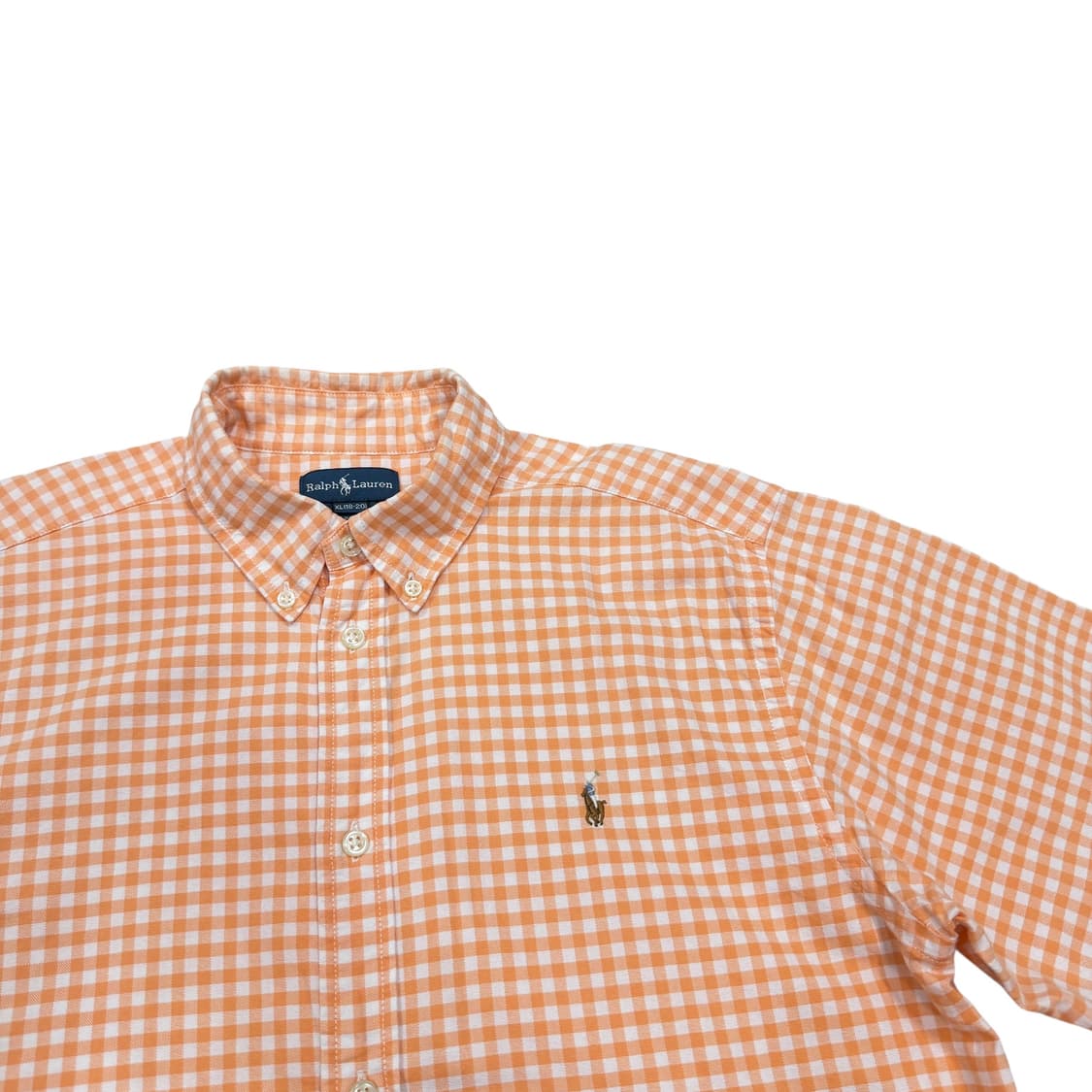 폴로 랄프로렌 포니 체크 반팔 셔츠 남방 오렌지 XL 상품이미지2