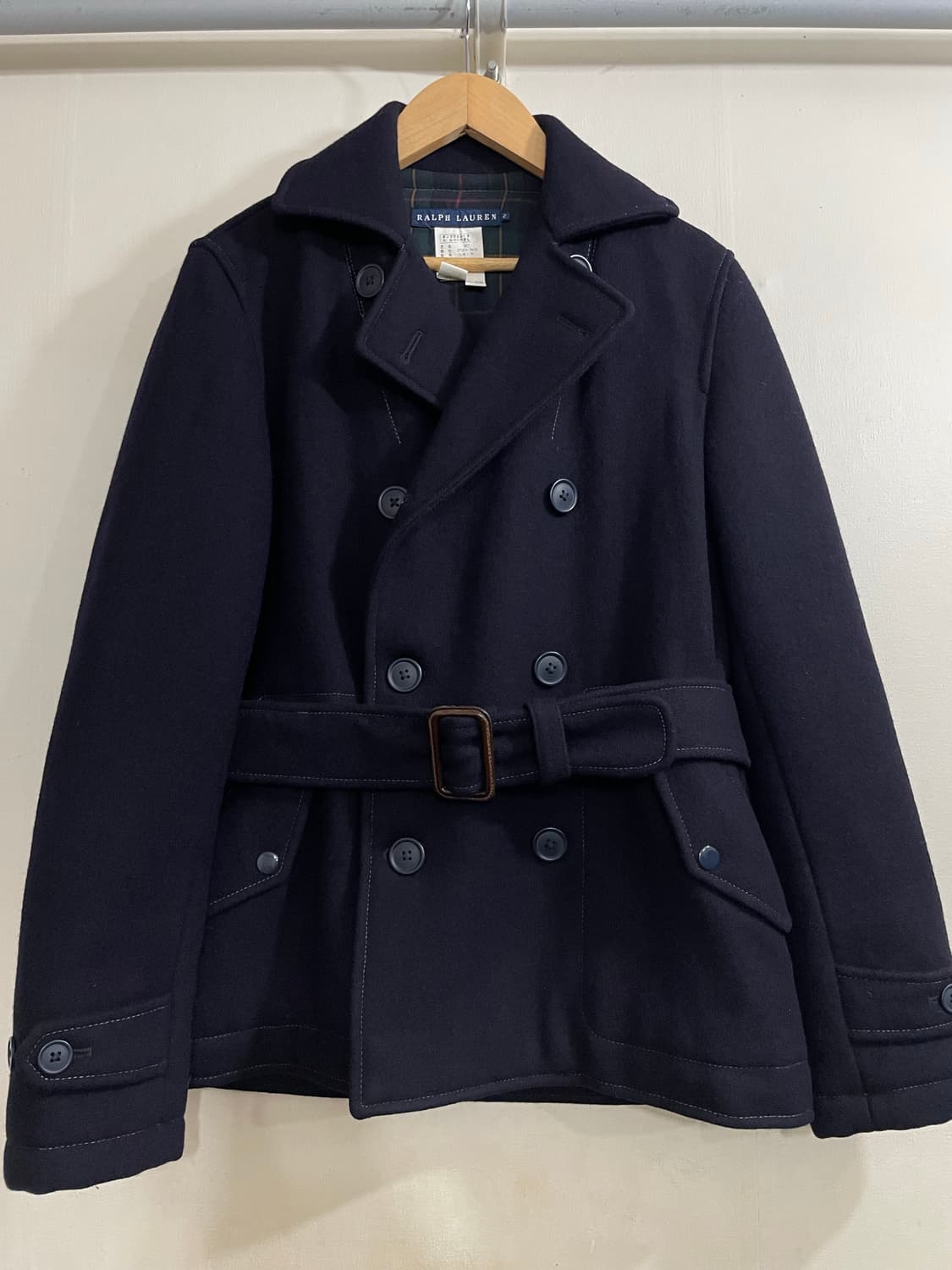 폴로 랄프로렌 이태리제 벨티드 더블 브레스티드 울 코트 네이비 상품이미지2