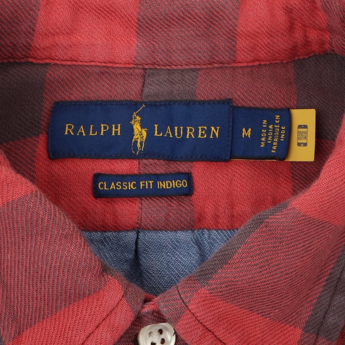 폴로 랄프로렌 QR 플란넬 체크 클래식핏 인디고 셔츠 상품이미지8