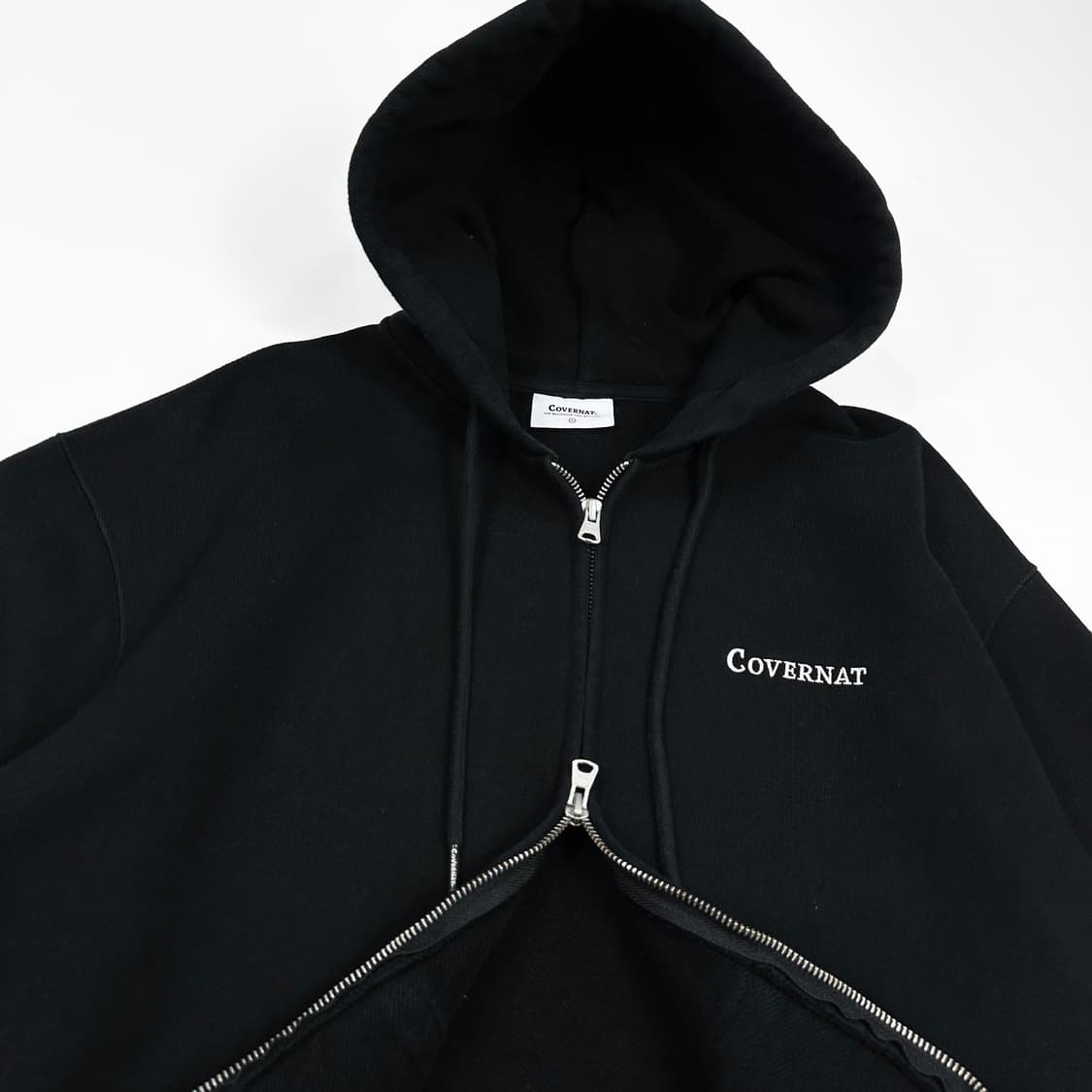 커버낫 투웨이 블랙 헤비 코튼 후드집업 (S) 상품이미지4