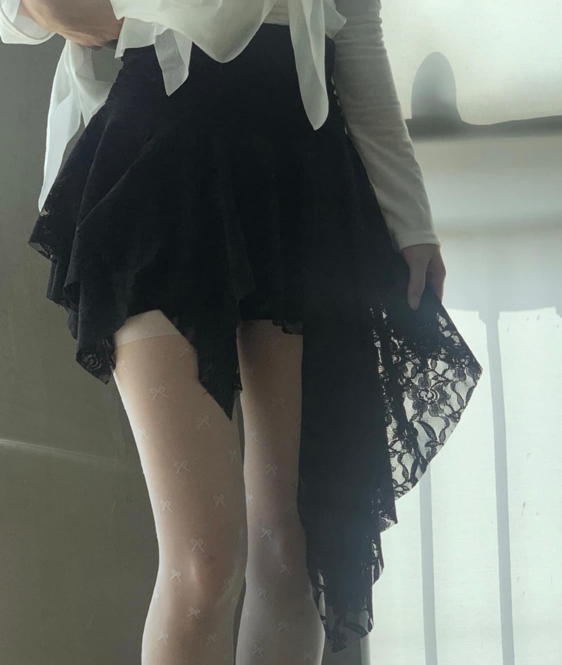 새상품) 스큅 레이스 로즈 캉캉 스커트 블랙 상품이미지2