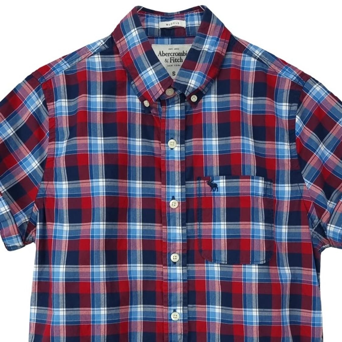 [아베크롬비] 로고 자수 빈티지 체크 반팔 셔츠 M20227 상품이미지4