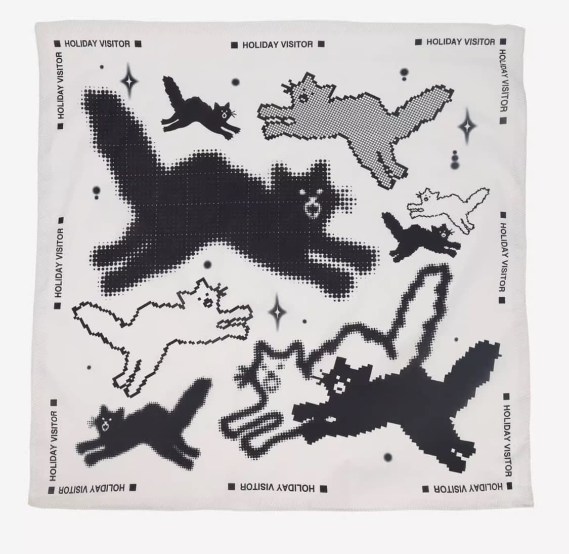 [새상품]도트 고양이 반나다 스카프 화이트 상품이미지1