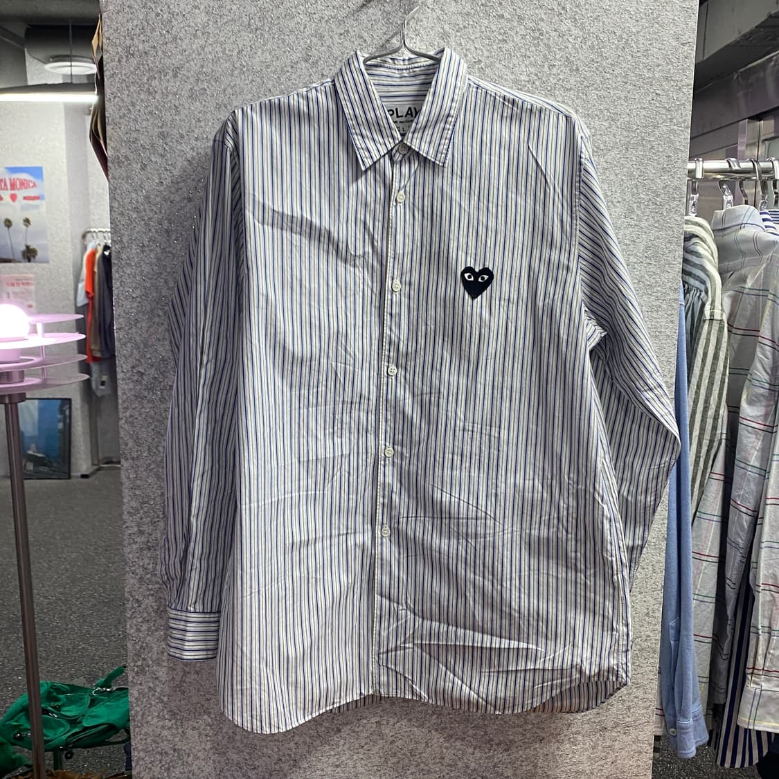 꼼데가르송 블랙패치 스트라이프 셔츠 B4300 상품이미지2