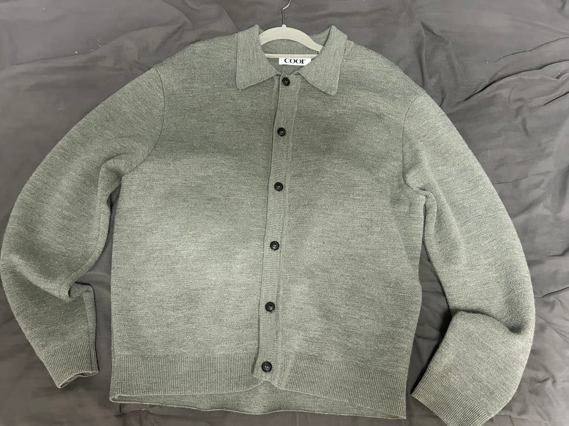 쿠어 탑필 울 칼라 가디건 (카키그레이) 상품이미지1