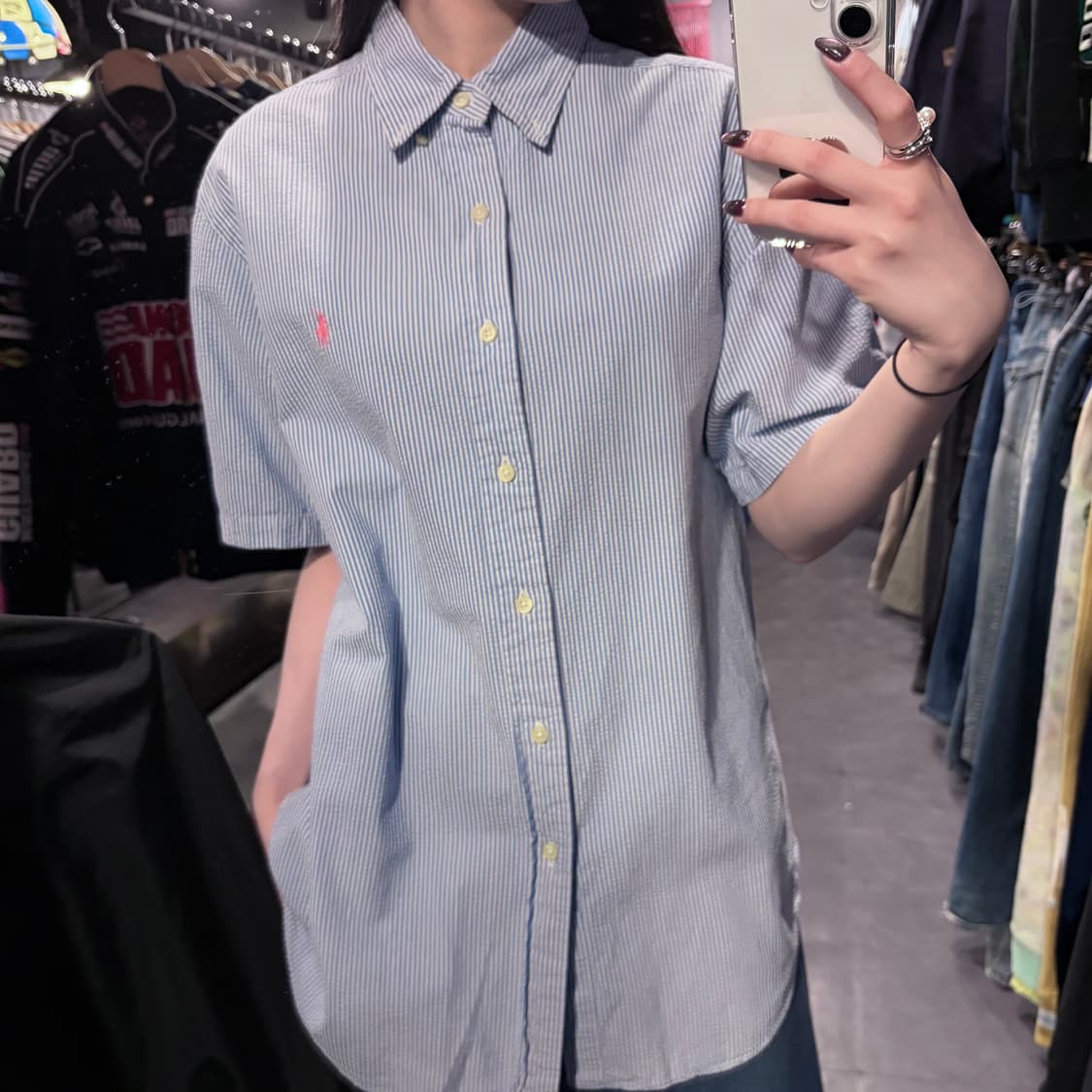 [IM] 폴로랄프로렌 시어서커 반팔 셔츠 블루 스트라이프 상품이미지6