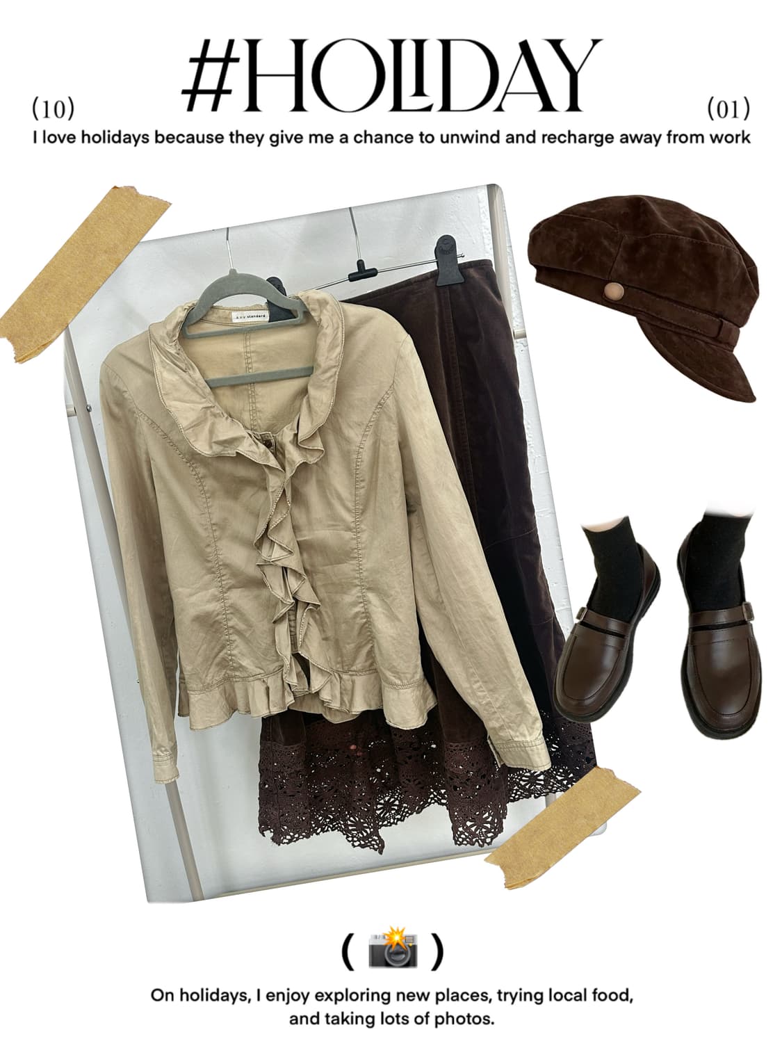 🍮라떼갸루 코디세트🍮 프릴셔츠 벨벳 뜨개 롱 스커트 그런지 고딕풍 상품이미지1