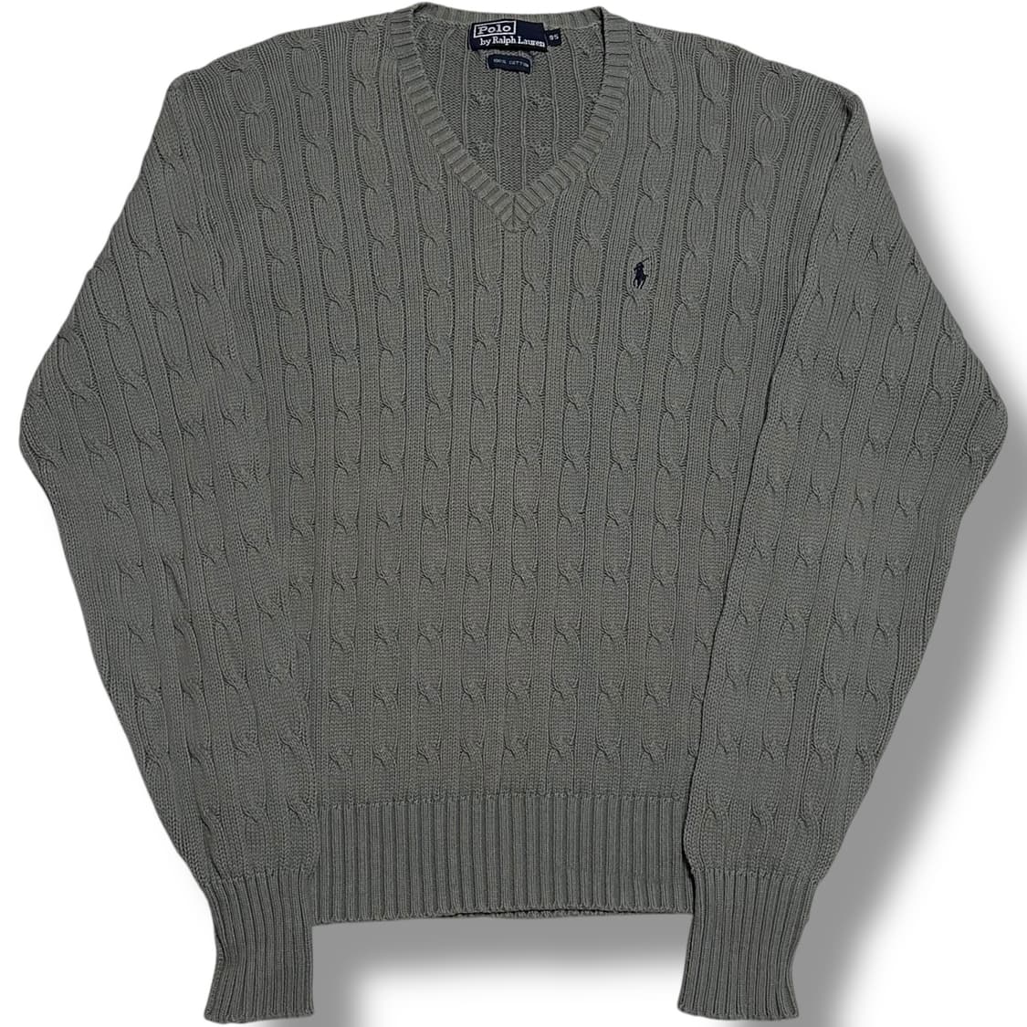 Polo Ralph Lauren 코튼 그레이 브이넥 케이블 니트 상품이미지1