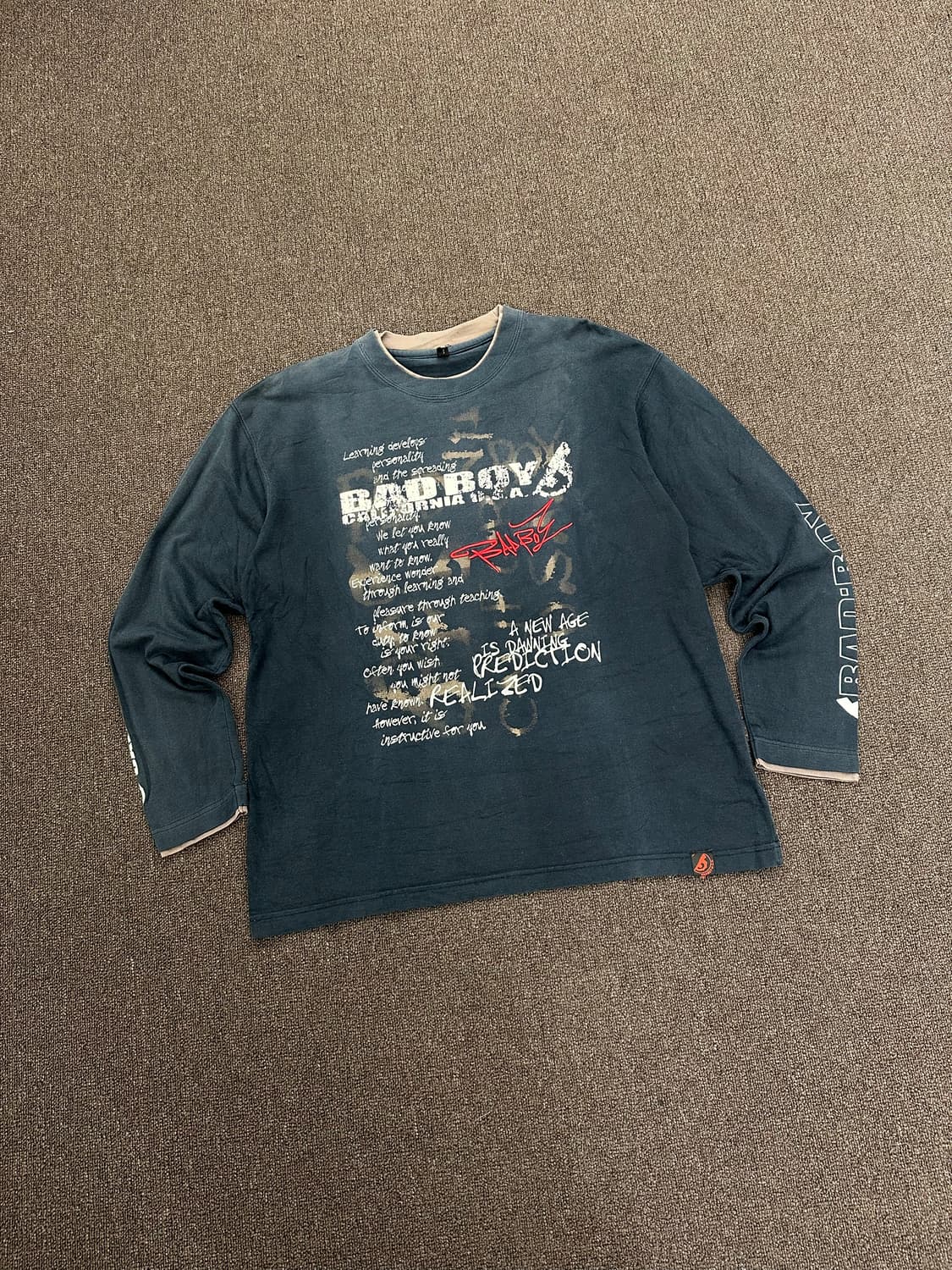2XL)BAD BOY vintage 그래픽 자수 레이어드 롱슬리브 상품이미지3