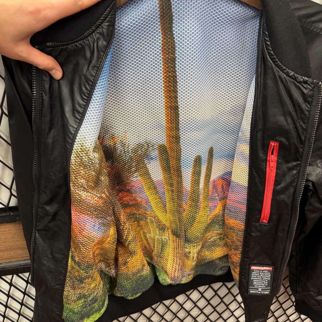 ITA VINTAGE 레더 블루종 전면 집업 포켓 포인트 블랙 상품이미지6