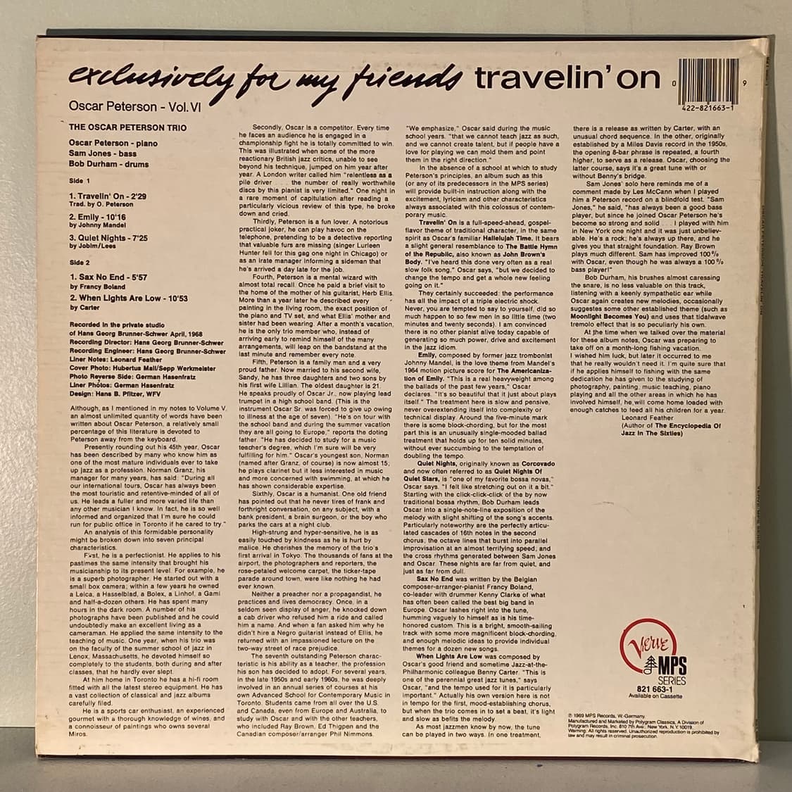 (수입중고LP-재즈) Oscar Peterson -Travelin' On 상품이미지2