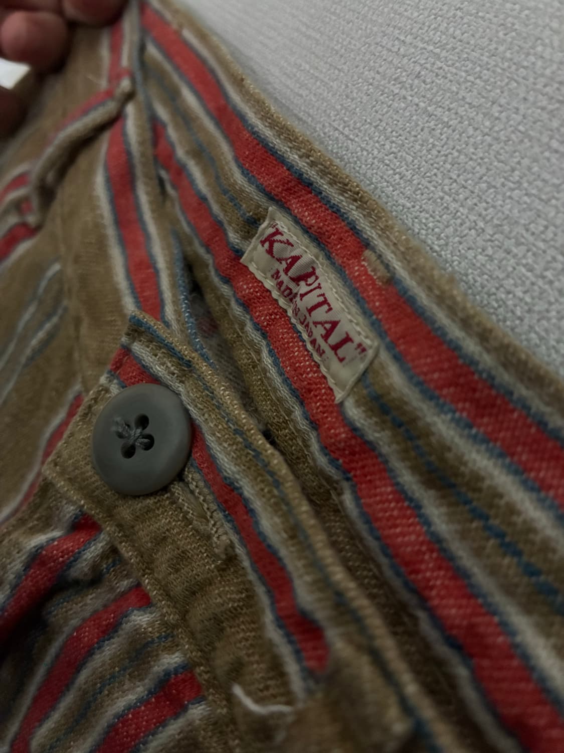 캐피탈 린넨 카리브 쉐도우 스트라이프 플레어 팬츠 상품이미지3